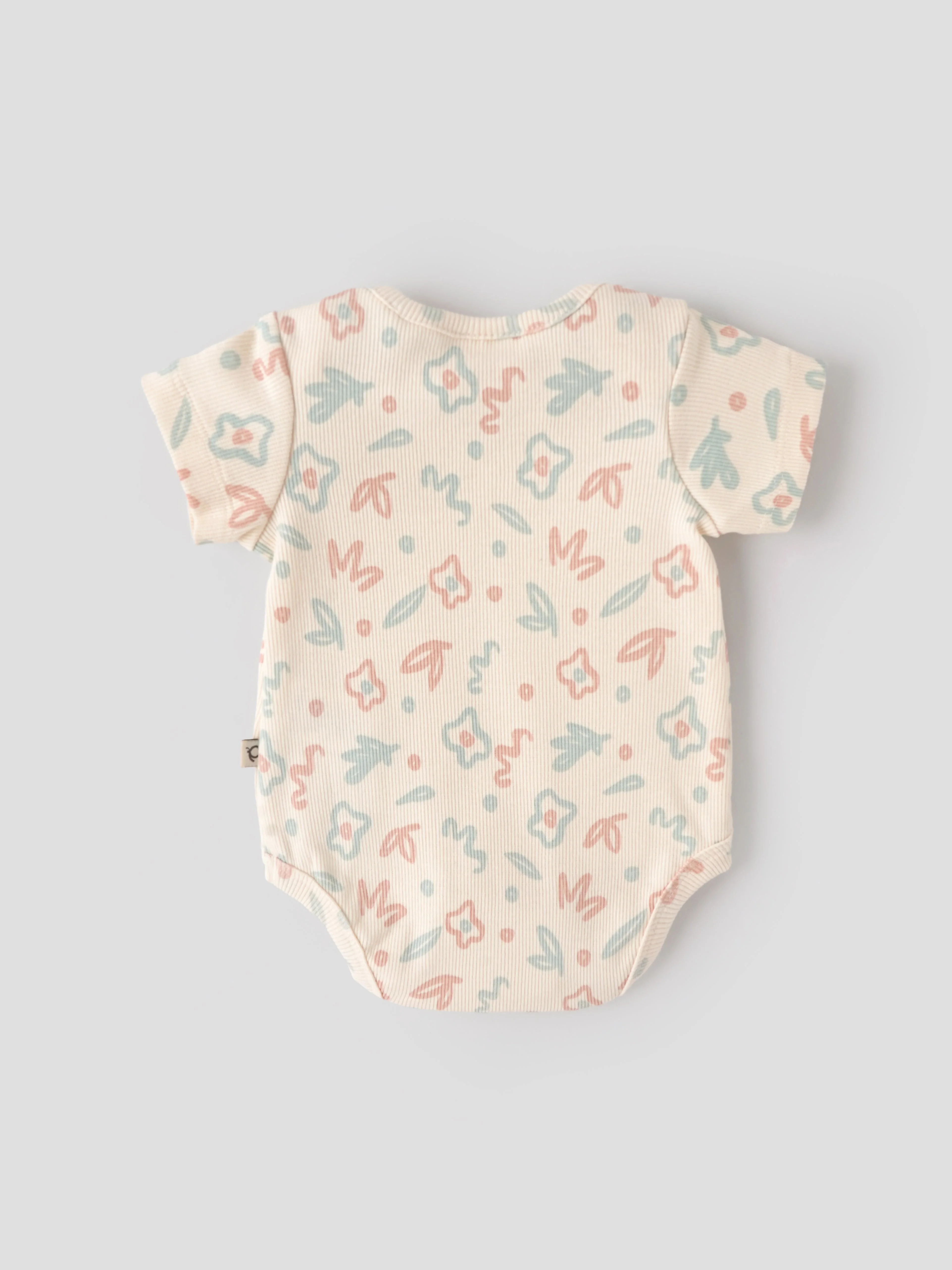 Popees Baby Floral Print Cotton Bodysuit |Soft Short Sleeve Onesie for Tiny Baby, Newborn to 6 Months - Image 2