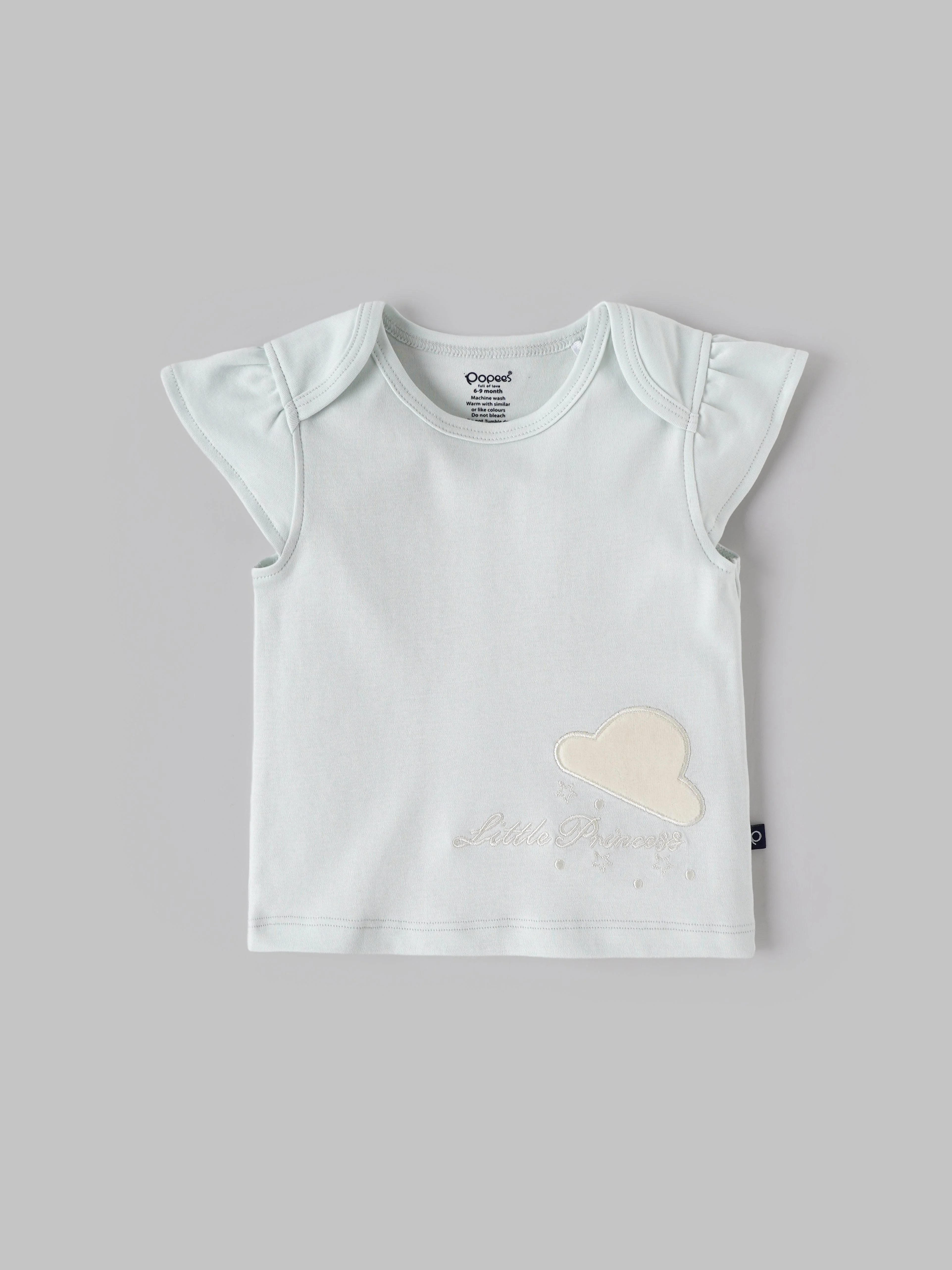Popees Baby Girl Cotton T-Shirt with Heart Applique |Newborn to 9 M