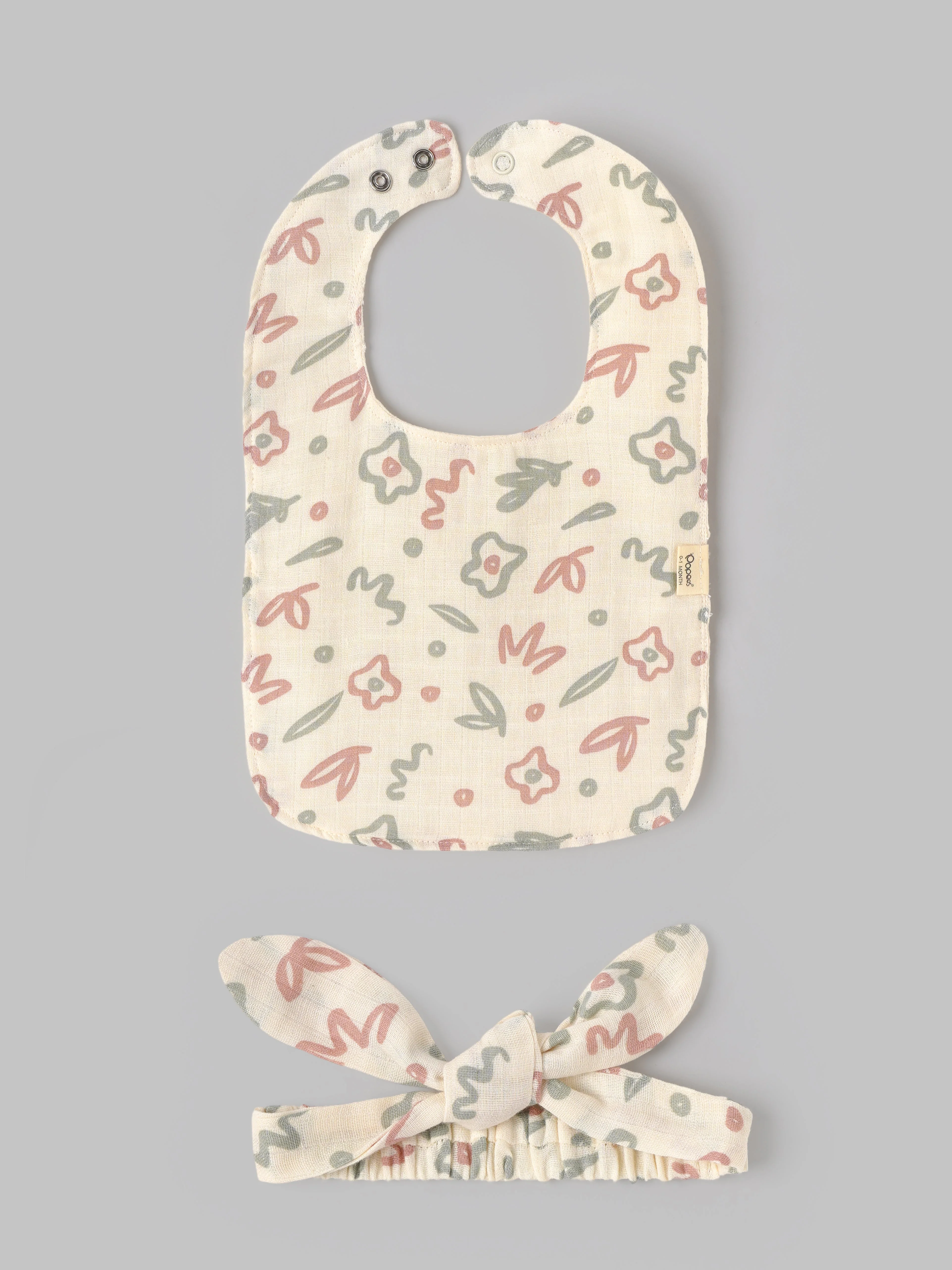 Popees Baby Girls 5-Piece Floral Cotton Gift Set |0–1M & 3–6M - Image 3
