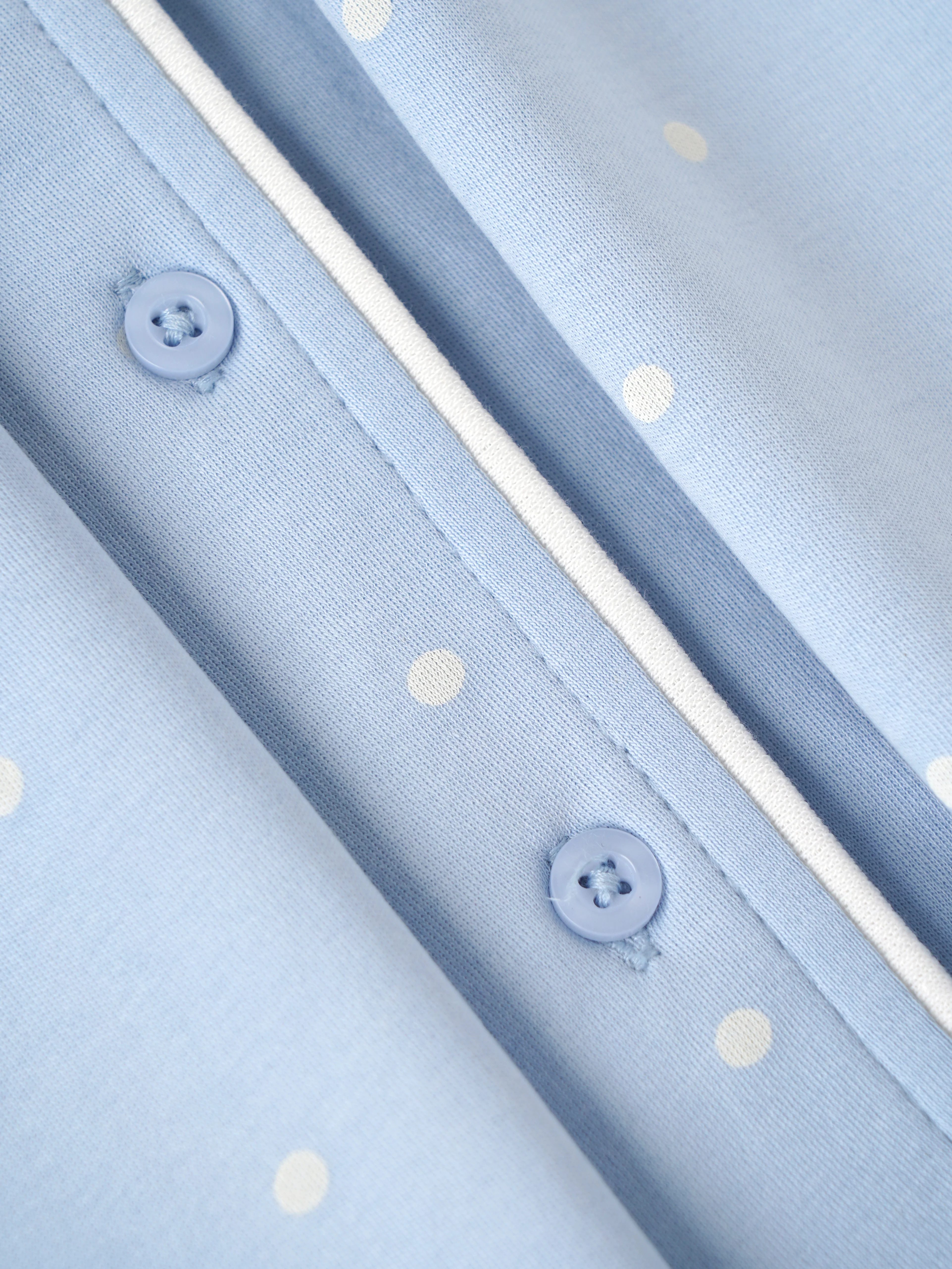 Popees Baby Girls Polka Dot Cotton Night Suit Set | Blue Half Sleeve Button-Down Top & Shorts Co-Ord Sleepwear | 9 Months–4 Years - Image 5