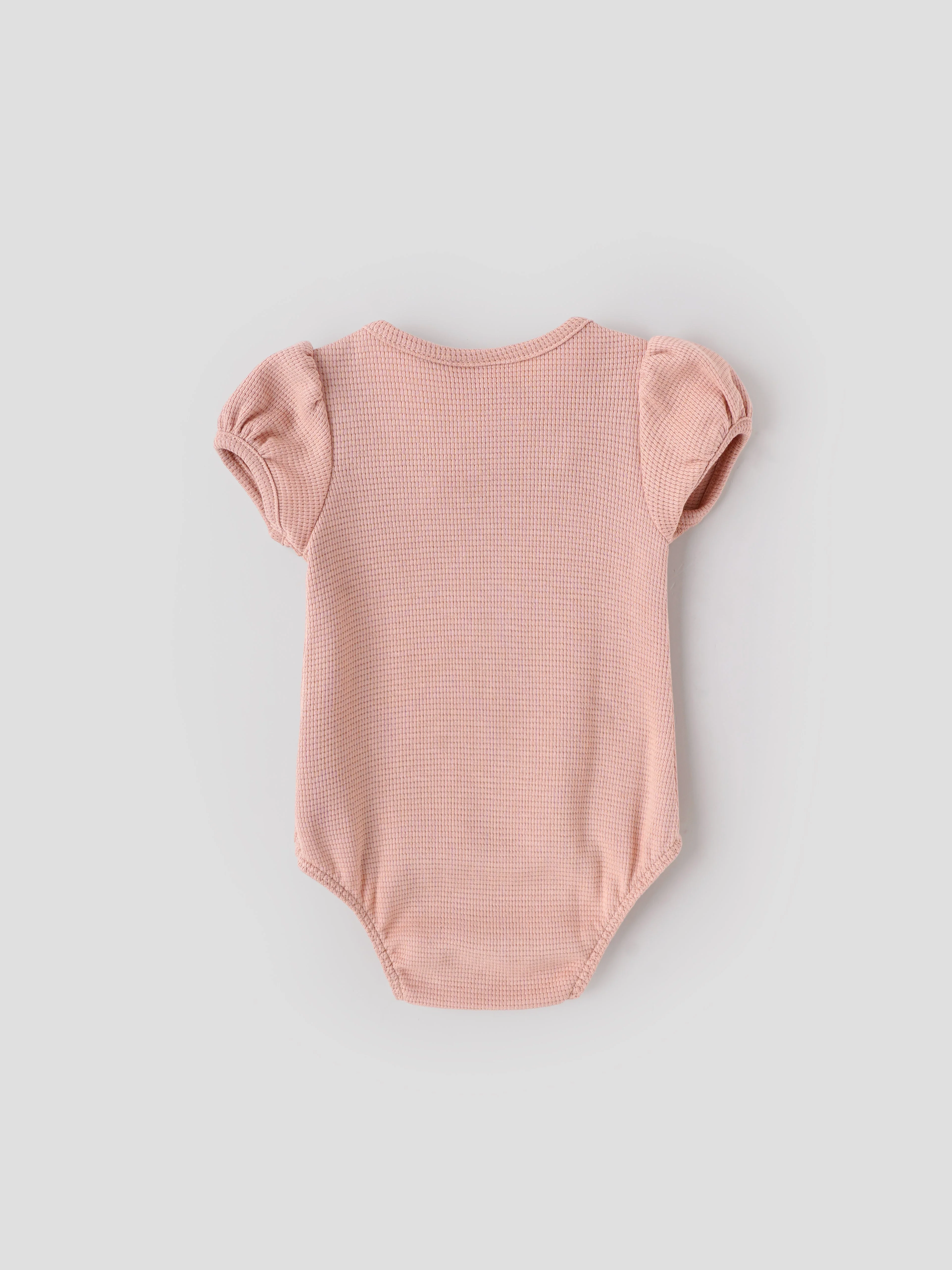 Popees Baby Girls Cotton Bodysuit with Puff Sleeves| Peach| Newborn To 9 Months - Image 4