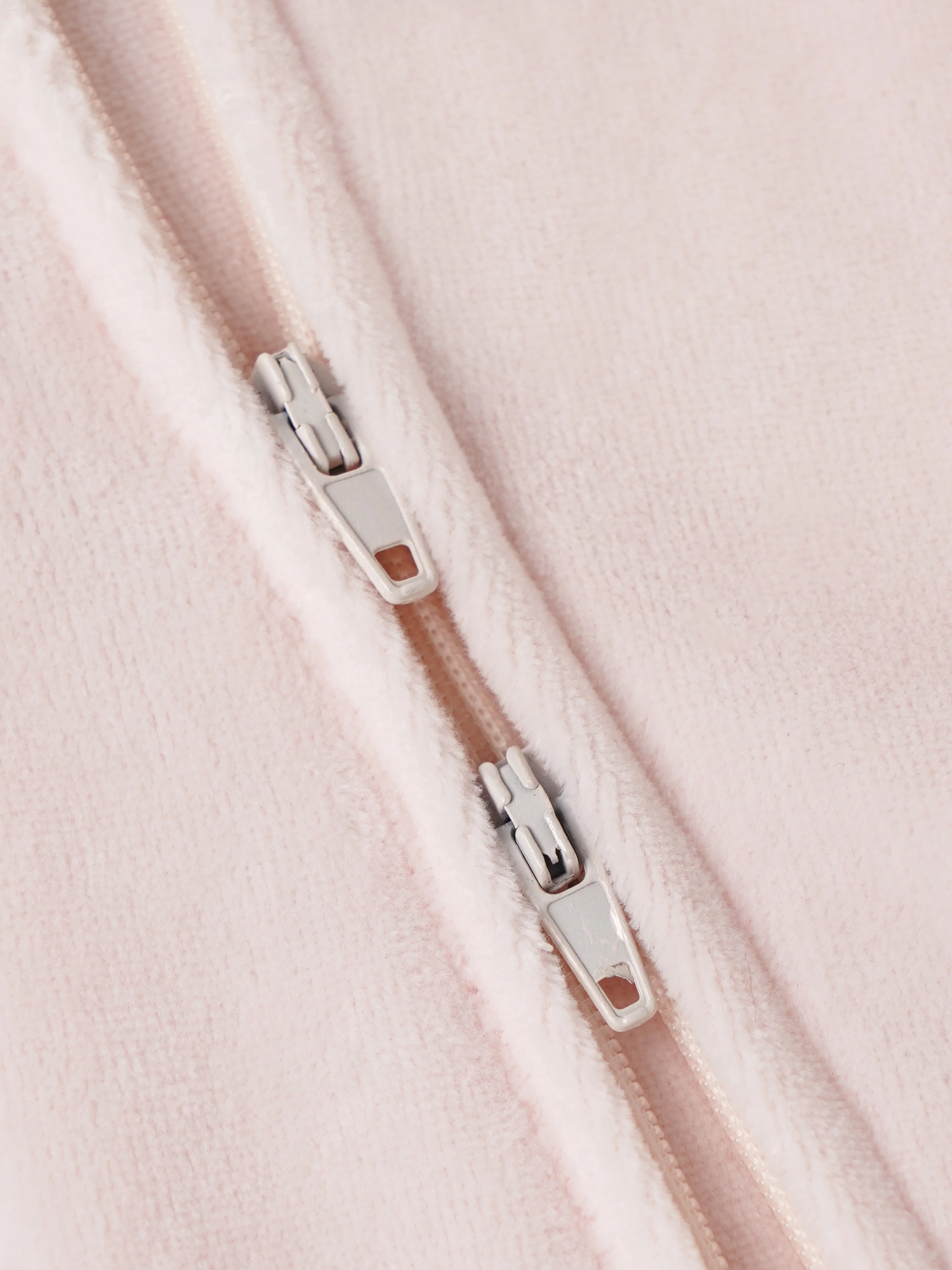 Popees Baby Girls Cherry Embroidered Velour Sleepsuit | Soft Zip-Up Footed Romper | Light Pink | 0-6 Months - Image 4