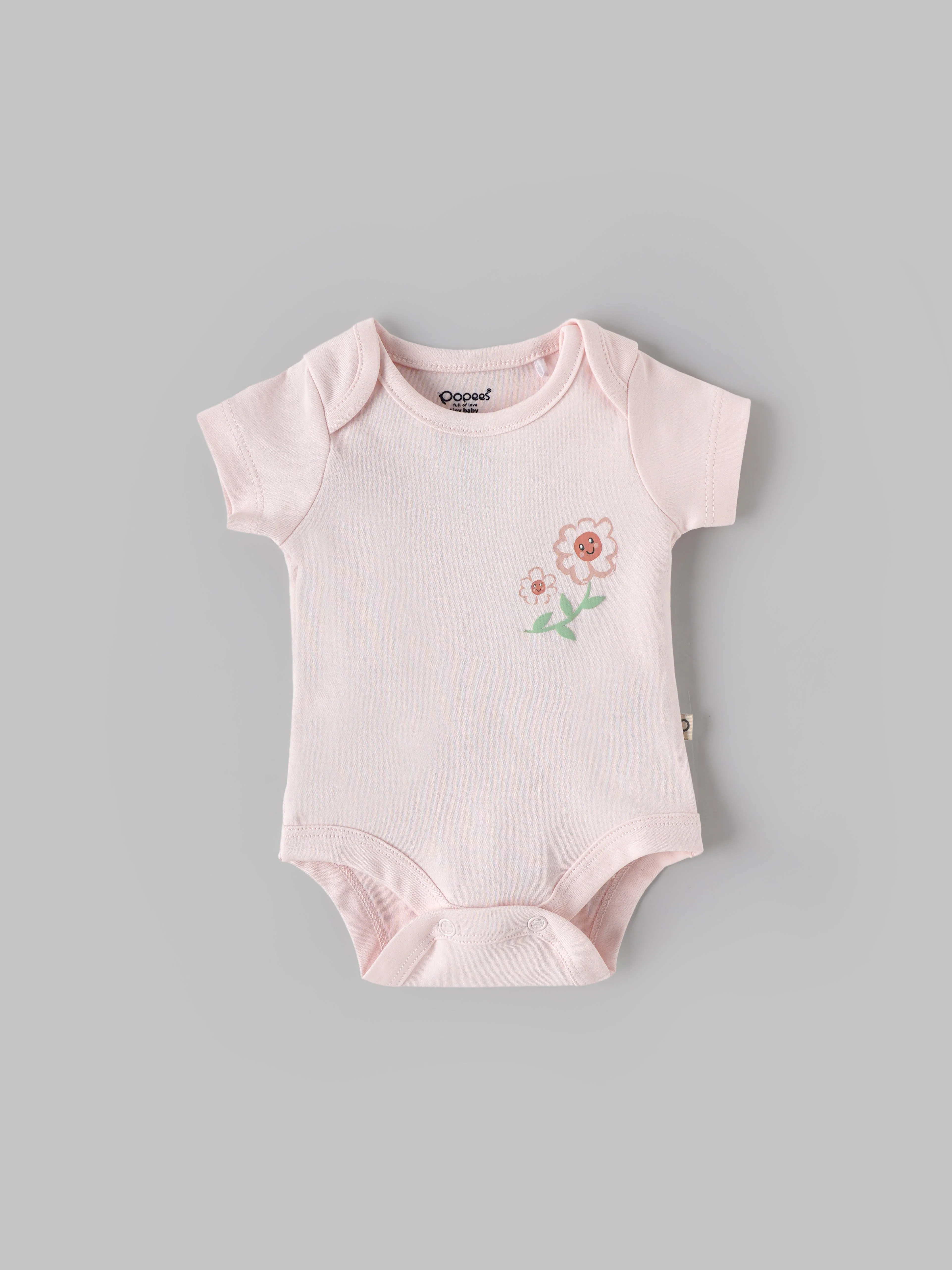 Popees Baby Girls Cotton Bodysuit Set (Pack of 2) |Soft Infant Onesie Romper, Full & Short Sleeve – Floral Print (Tiny Baby, Newborn to 6 Months) - Image 2