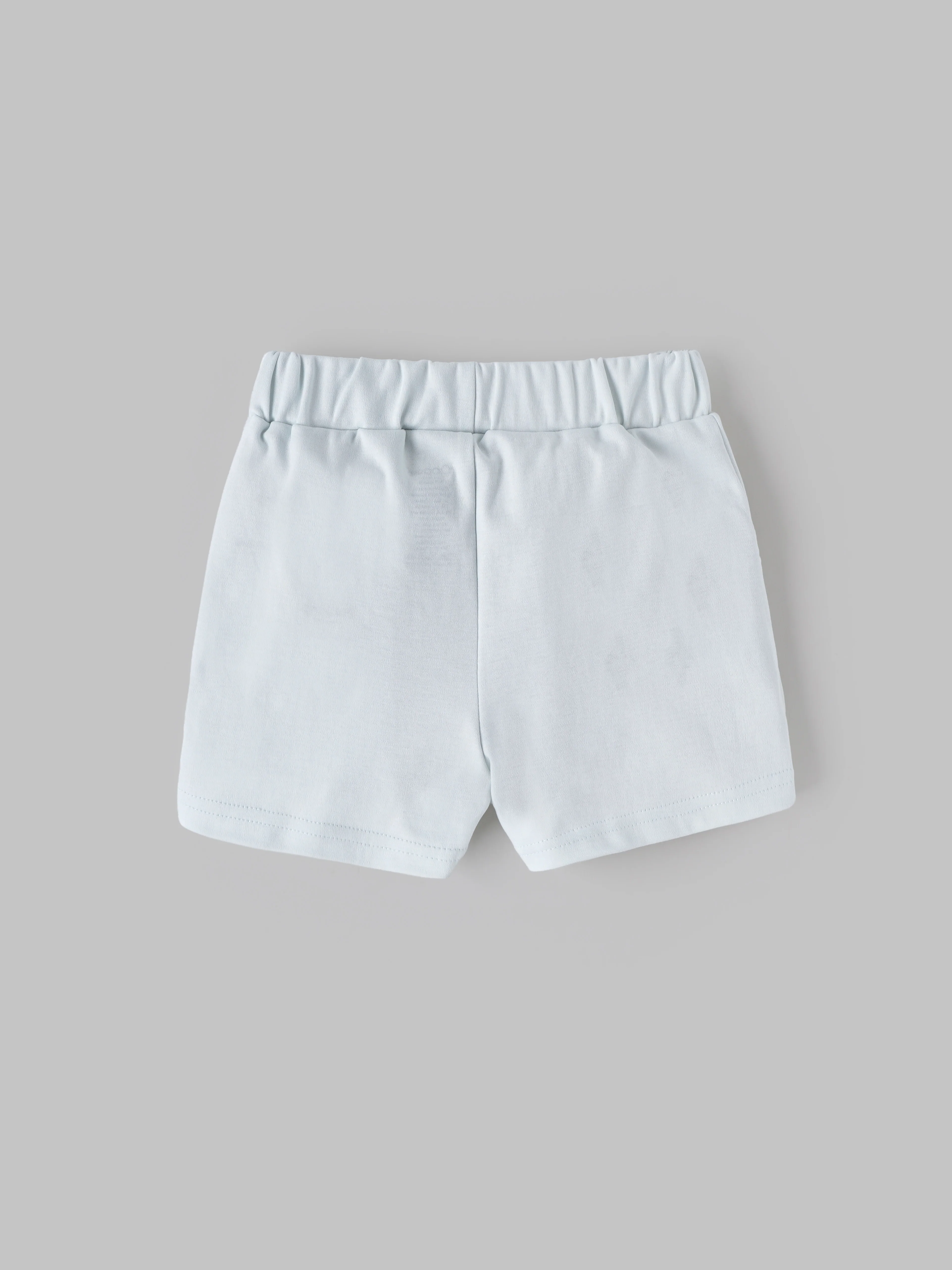 Popees Baby Girls Cotton Shorts | Soft Elastic Waist Casual Shorts with Ruffle Pocket Detail | Light Blue |9 Months to 4 Years - Image 2