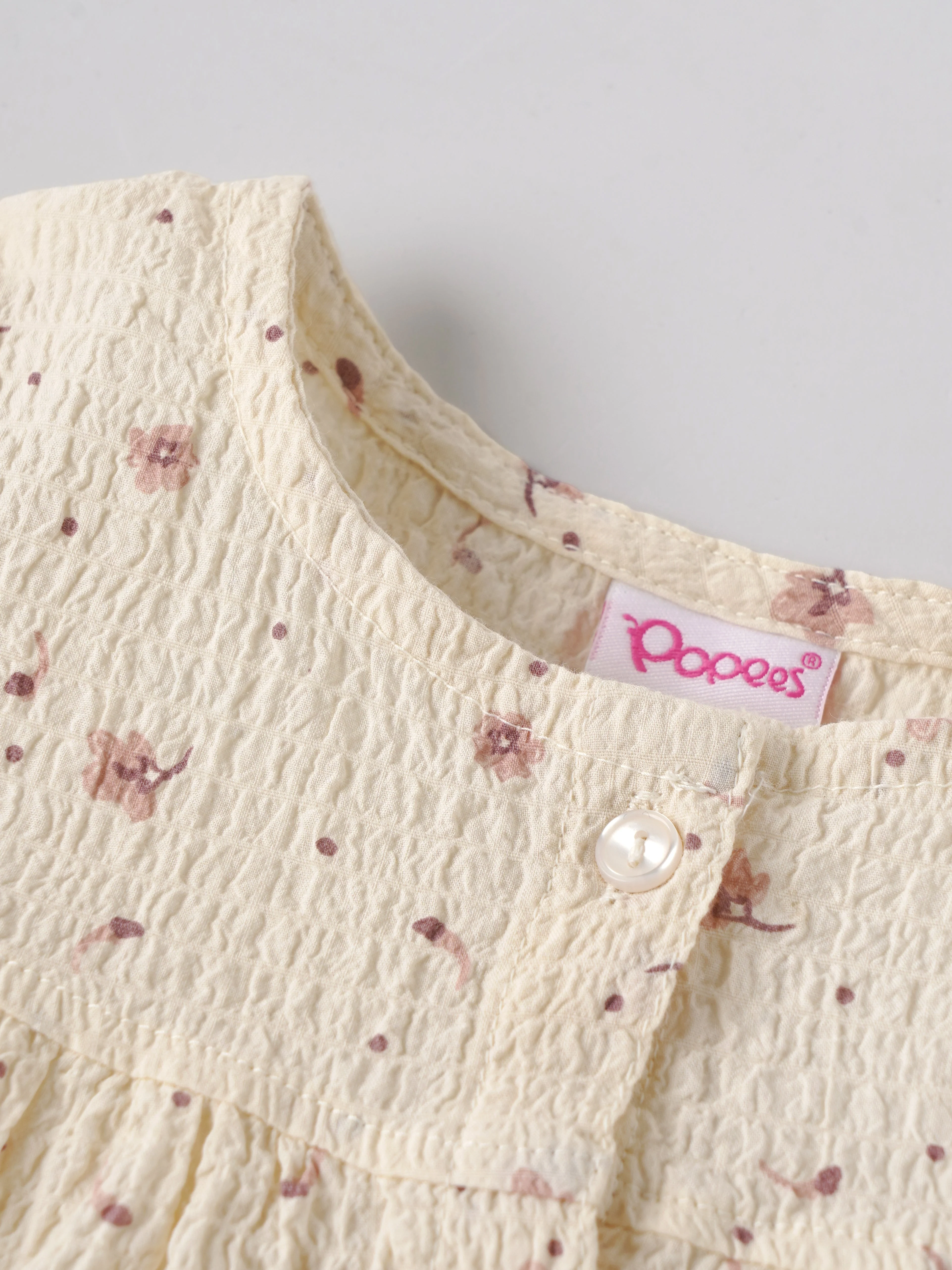 Popees Baby Girls Floral Cotton Dress |Cream Printed Long Sleeve A-Line Outfit (9 Months–4 Years) - Image 3