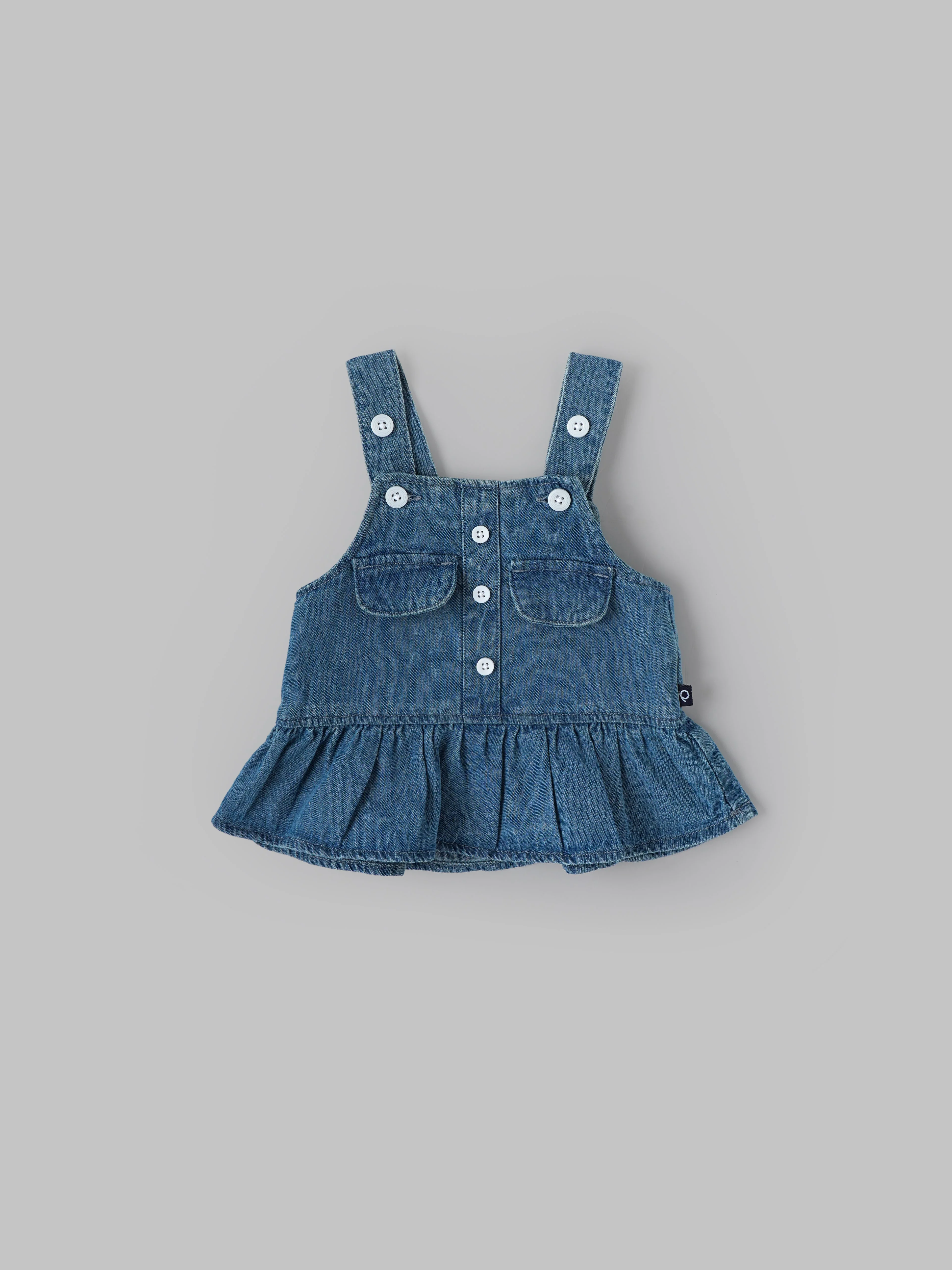 Popees Baby Girls Denim Pinny Set with Cotton Top| Blue| Newborn To 9 Months - Image 3