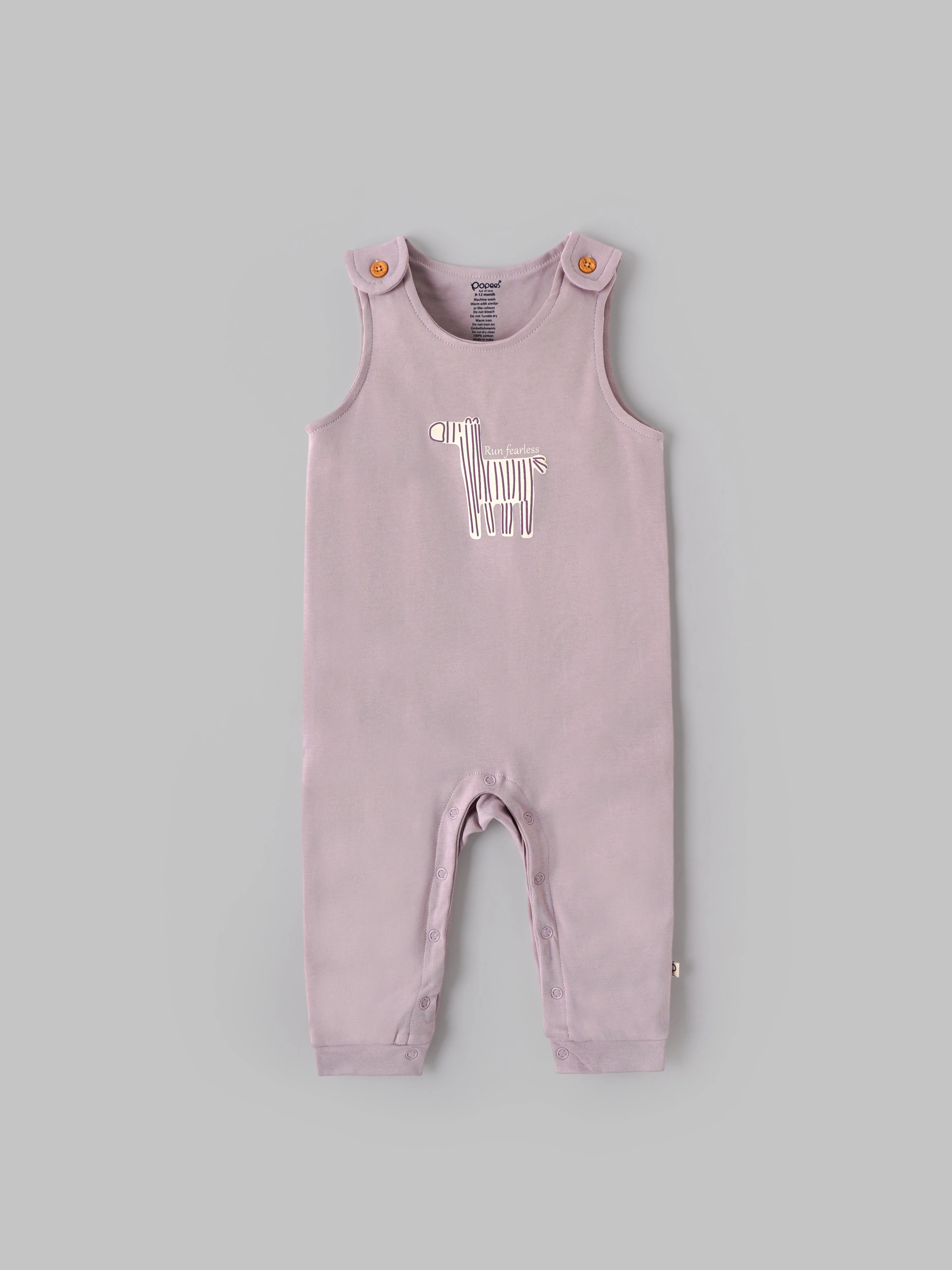Popees Baby Girls Lavender Dungaree Set with Inner T-Shirt |Cotton Outfit (3M–24M) - Image 3