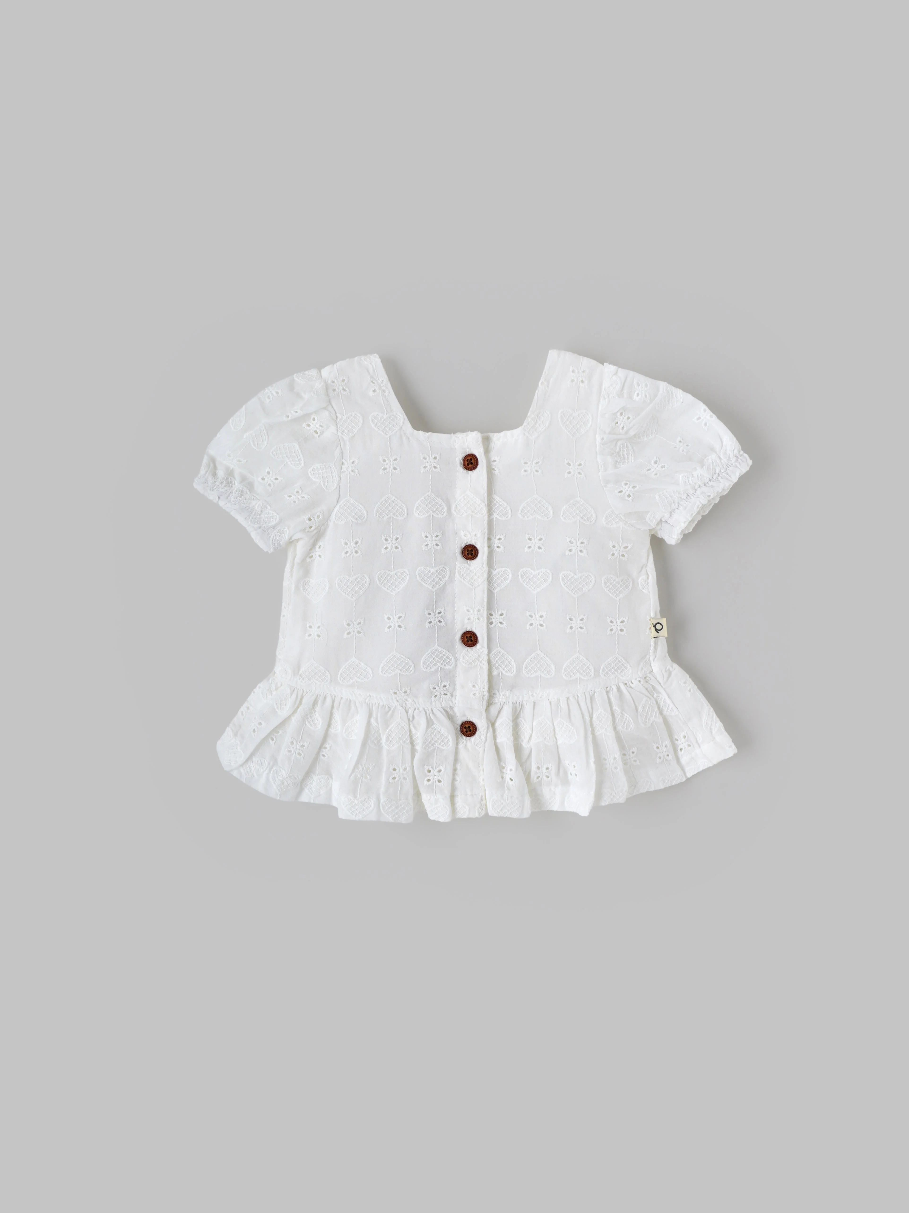 Popees Baby Girls Embroidered Cotton Top| White| 3-36 Months