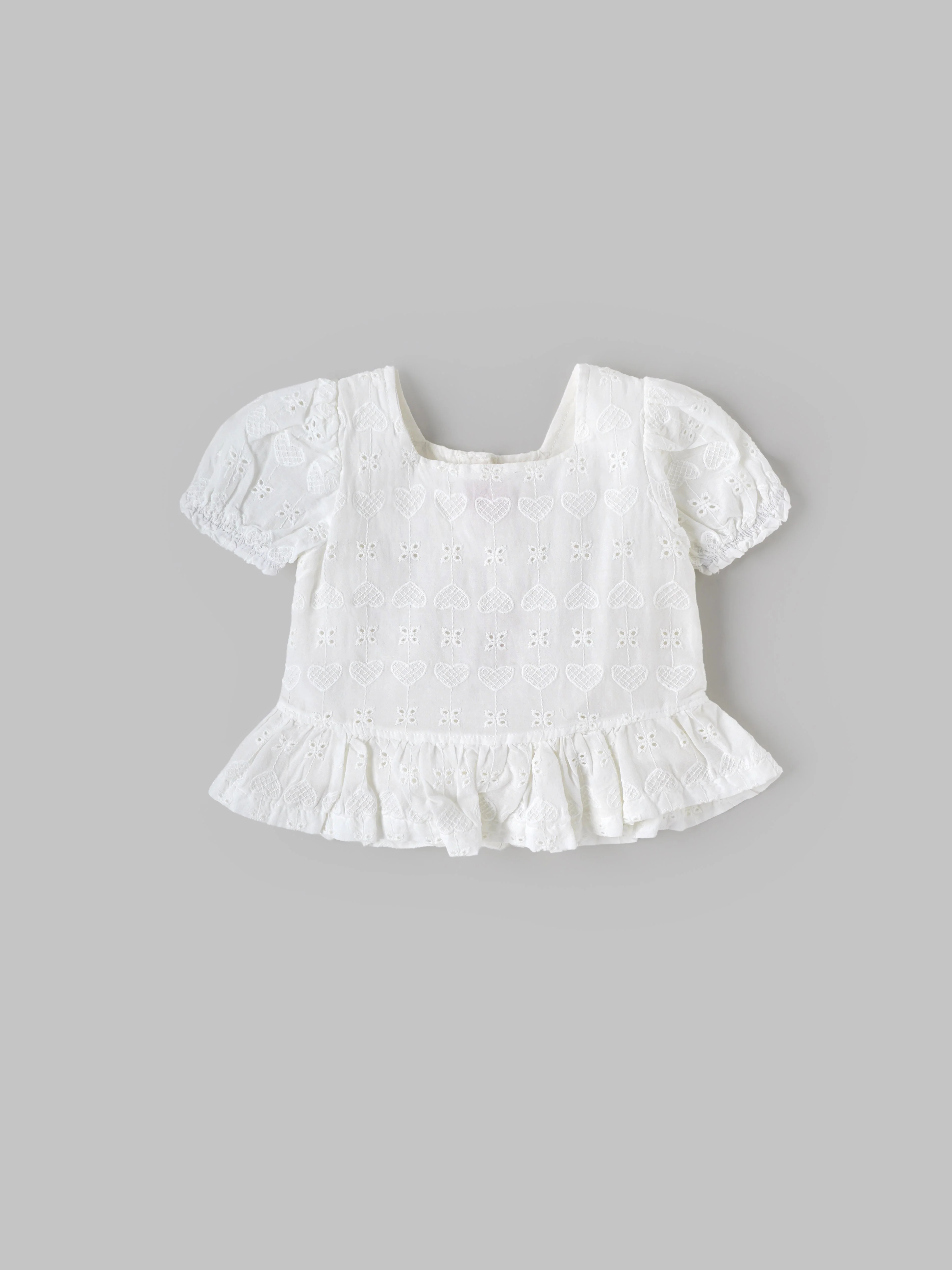 Popees Baby Girls Embroidered Cotton Top| White| 3-36 Months - Image 2