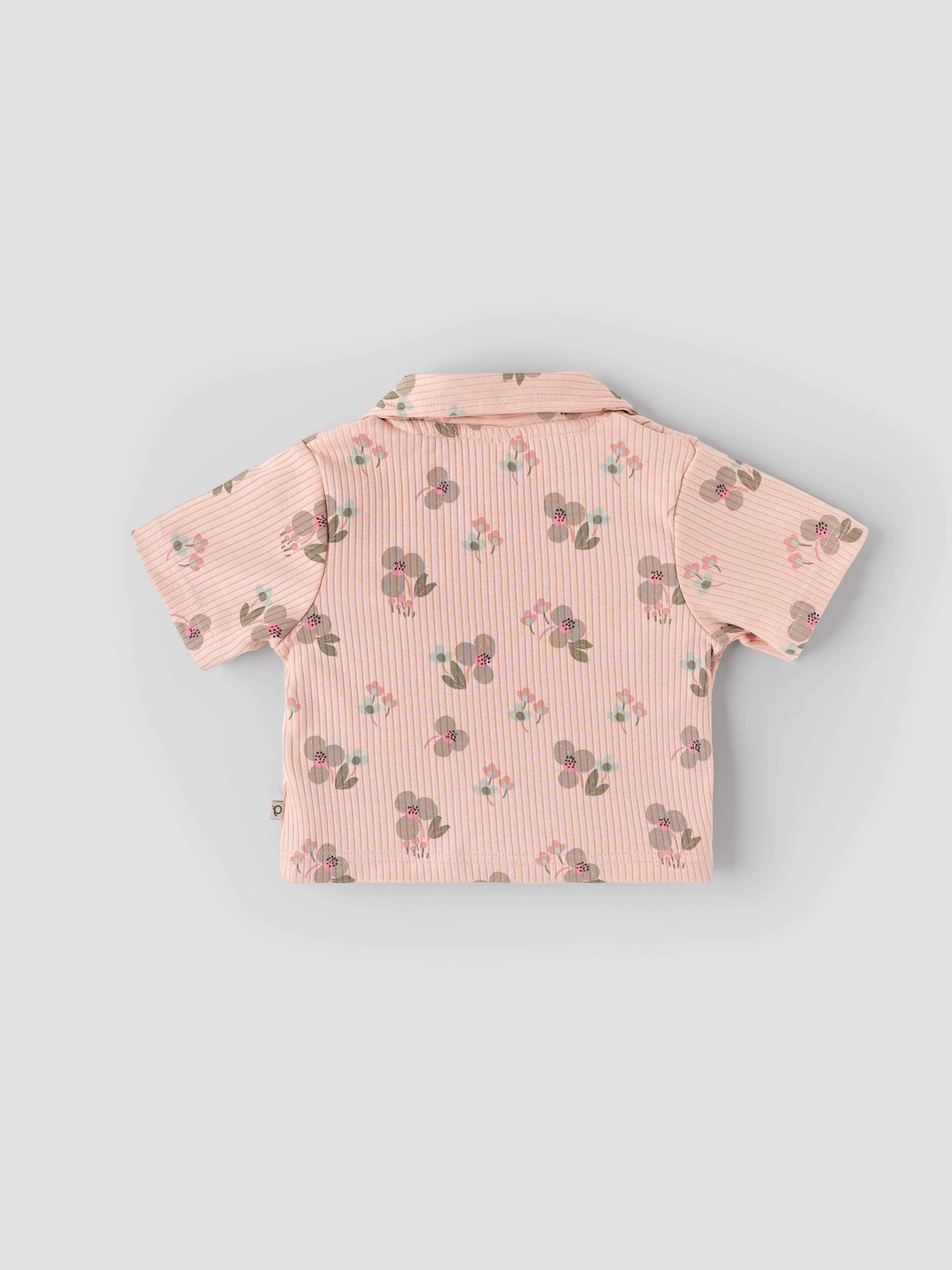 Popees Baby Girls Floral Print Ribbed Half Sleeve Collared Top| 9M–4Y - Image 2