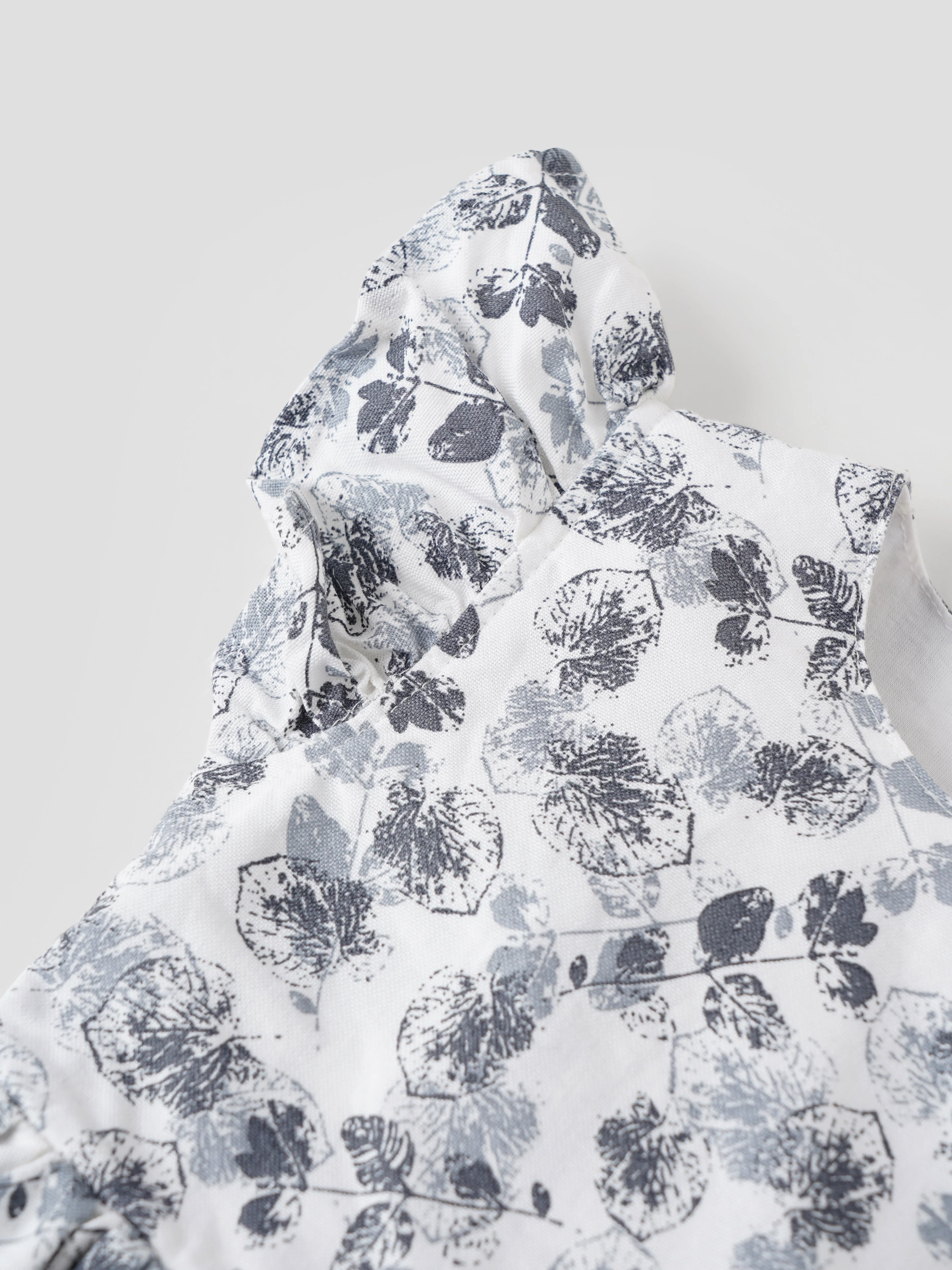 Popees Baby Girls Flutter Sleeve Cotton Dress| White & Grey| 3-36 Months - Image 3