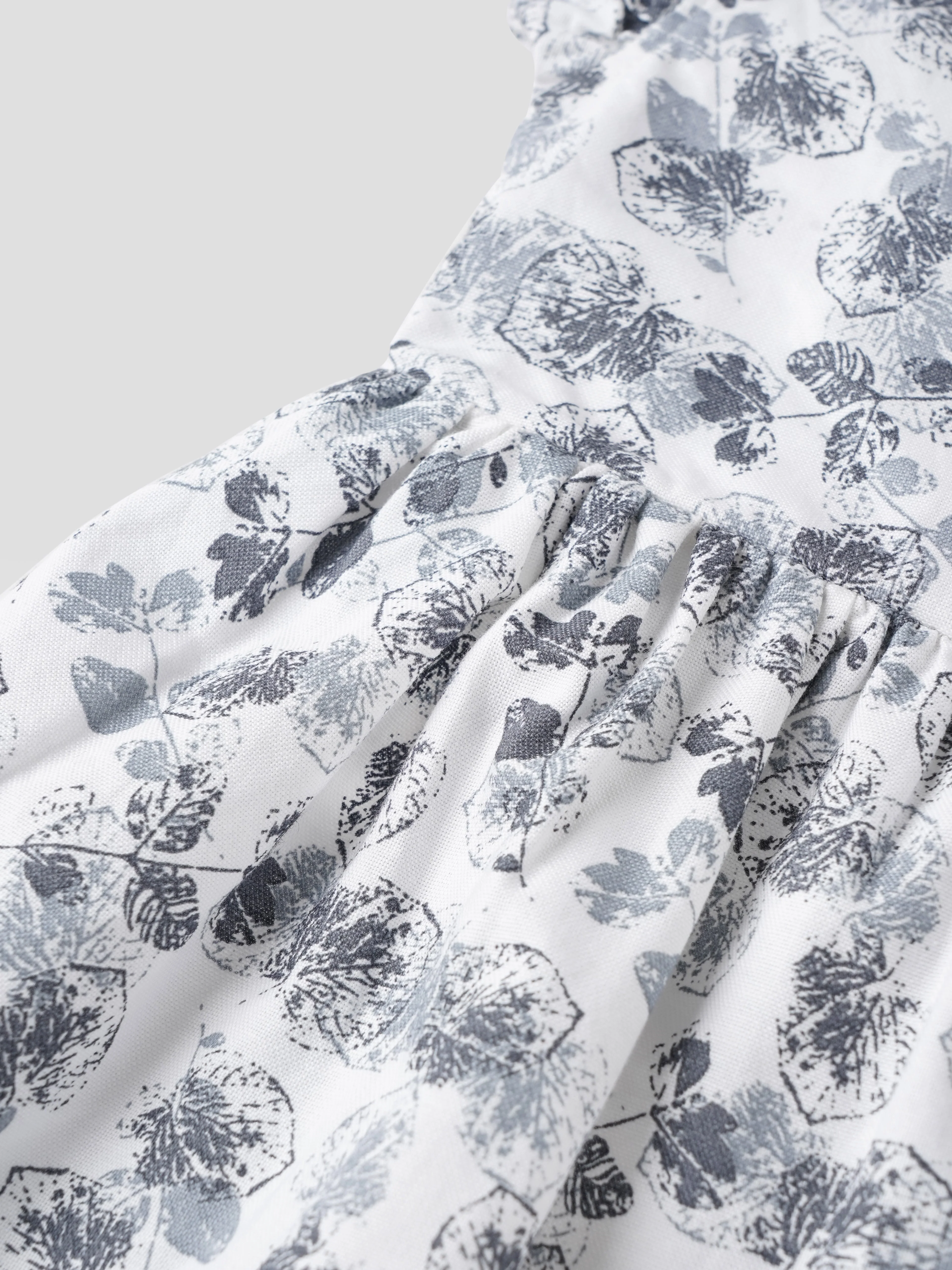 Popees Baby Girls Flutter Sleeve Cotton Dress| White & Grey| 3-36 Months - Image 5