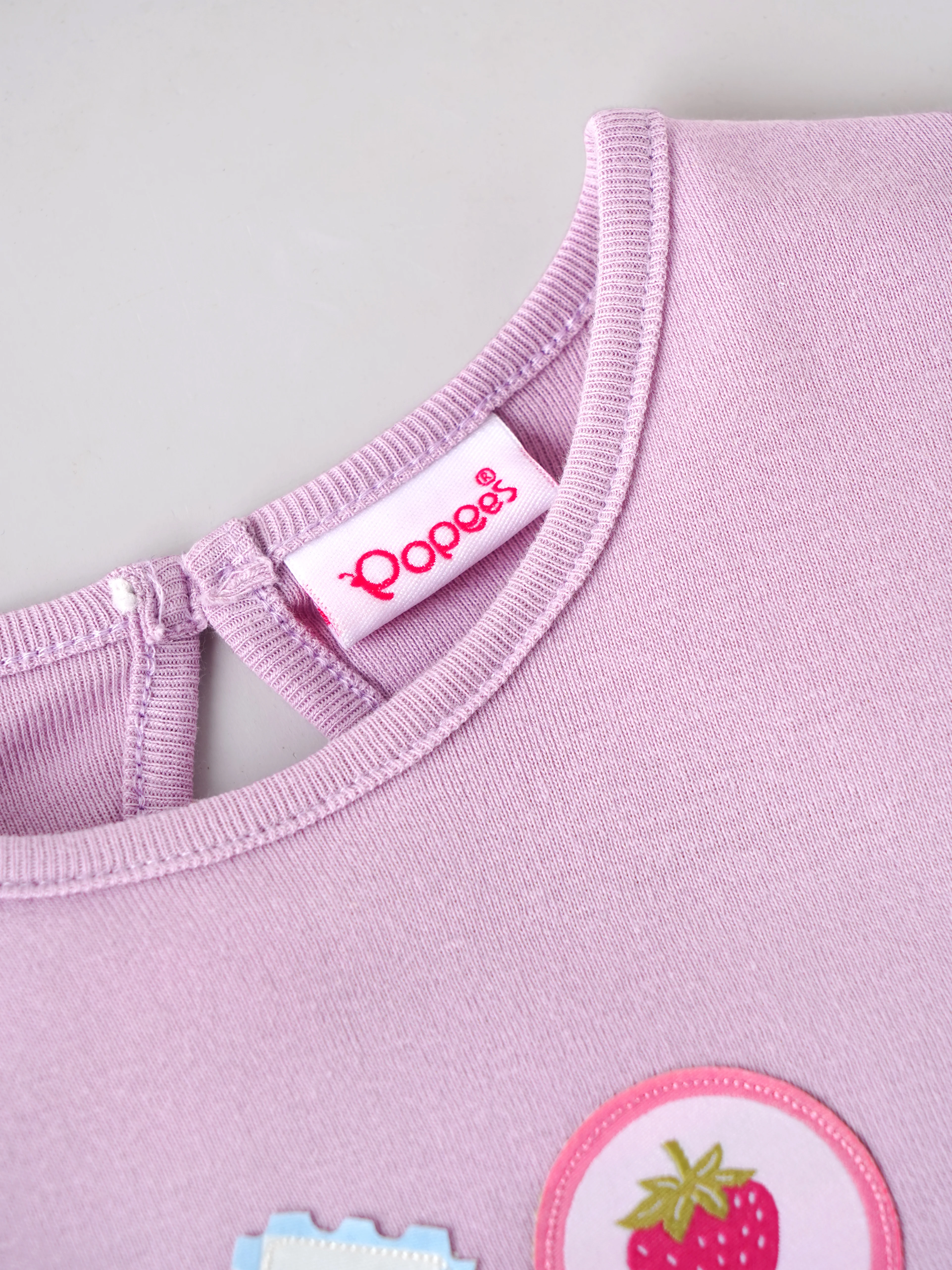 Popees Baby Girls Fruit Patch T-Shirt | Soft Cotton Half Sleeve Top with Side Tie Detail | 3–24 Months - Image 3