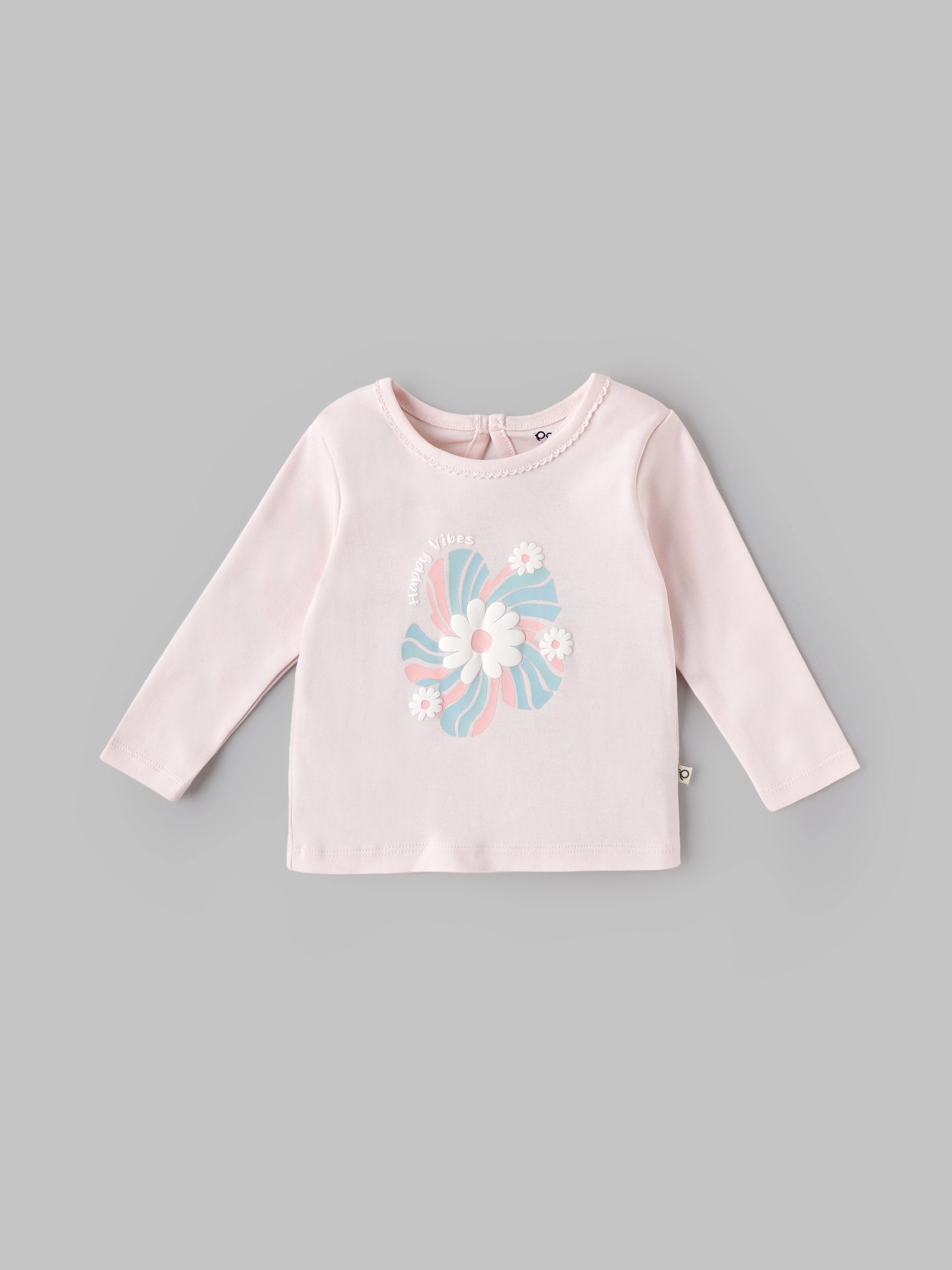 Popees Baby Girls Floral Print Full Sleeve Cotton Top| Light Pink| 3-24 Months