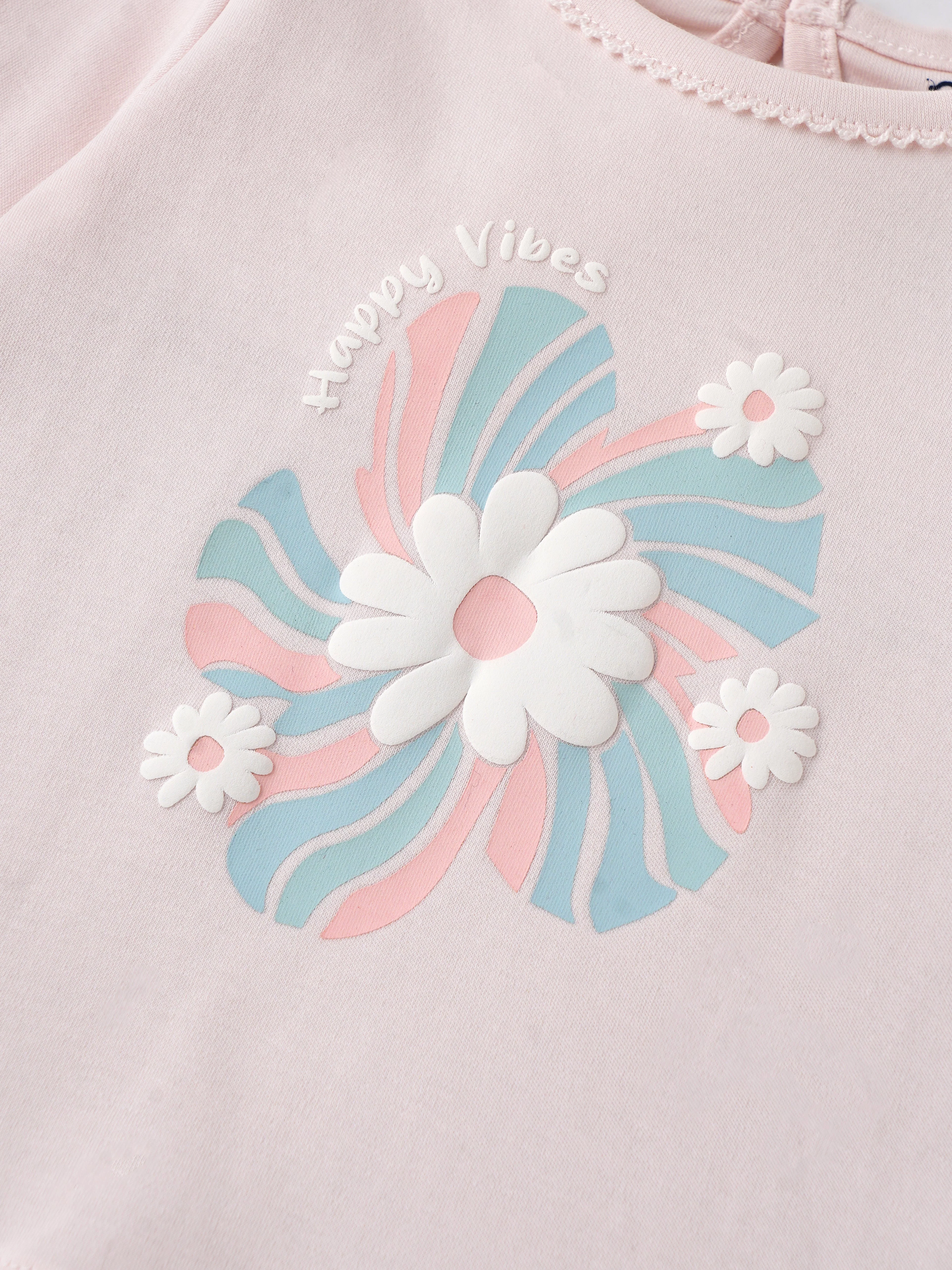 Popees Baby Girls Floral Print Full Sleeve Cotton Top| Light Pink| 3-24 Months - Image 3