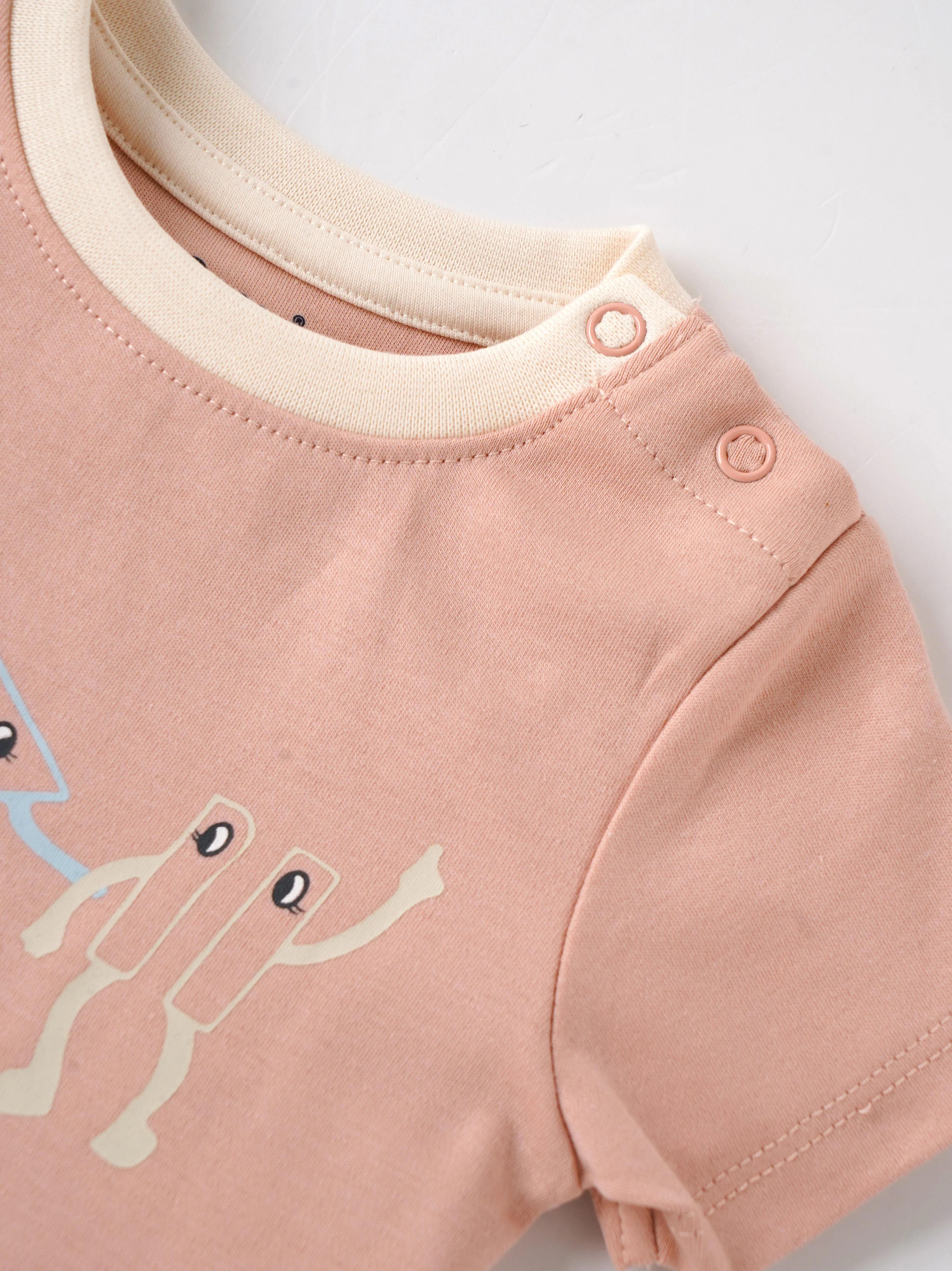 Popees Baby Girls Peach Cotton Graphic T-Shirt |Play All Day Print, Size NB to 9M - Image 4
