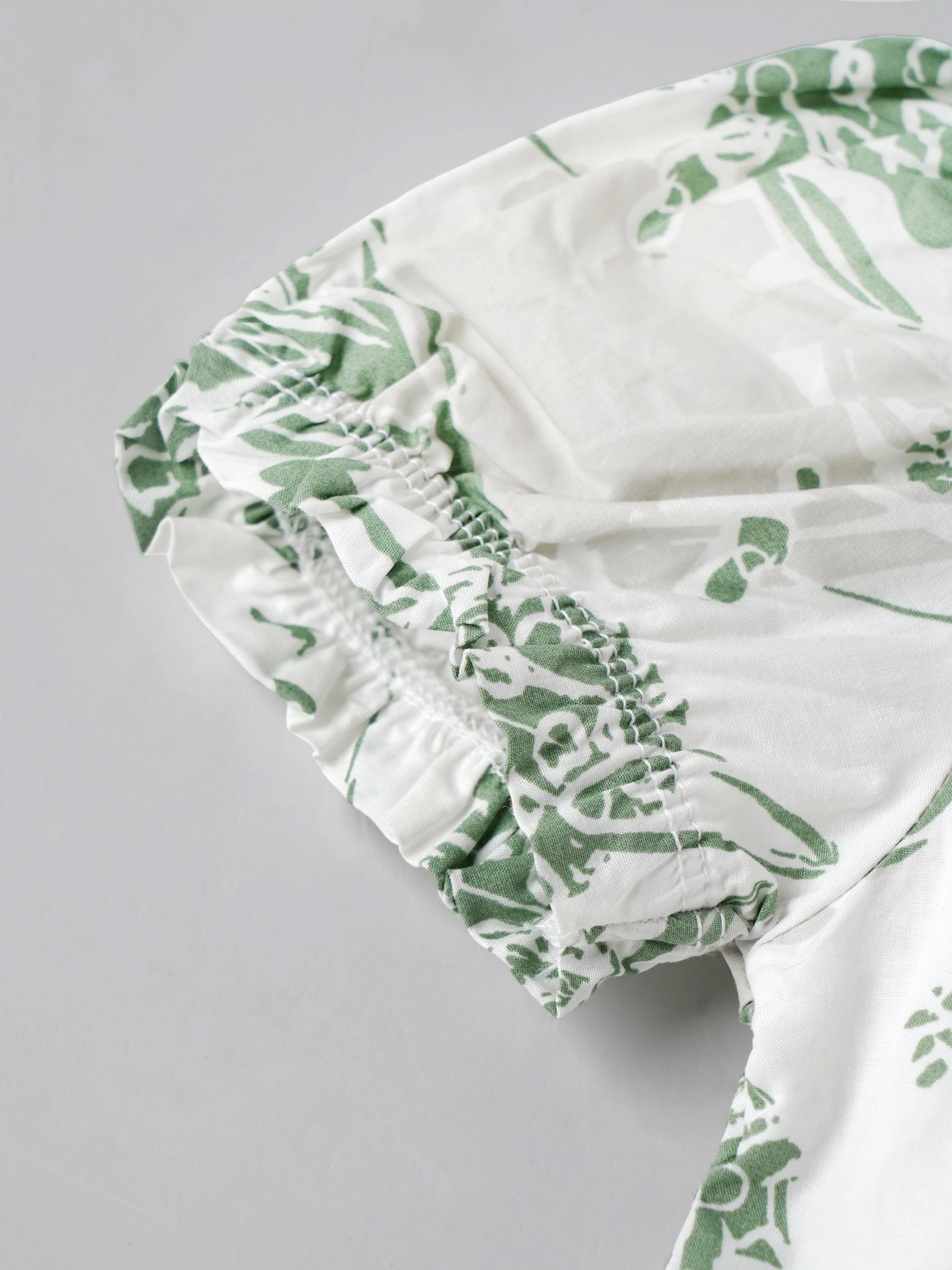 Popees Baby Girls Green Floral Print Peplum Top with Puff Sleeves| 9 Months–4 Years - Image 3