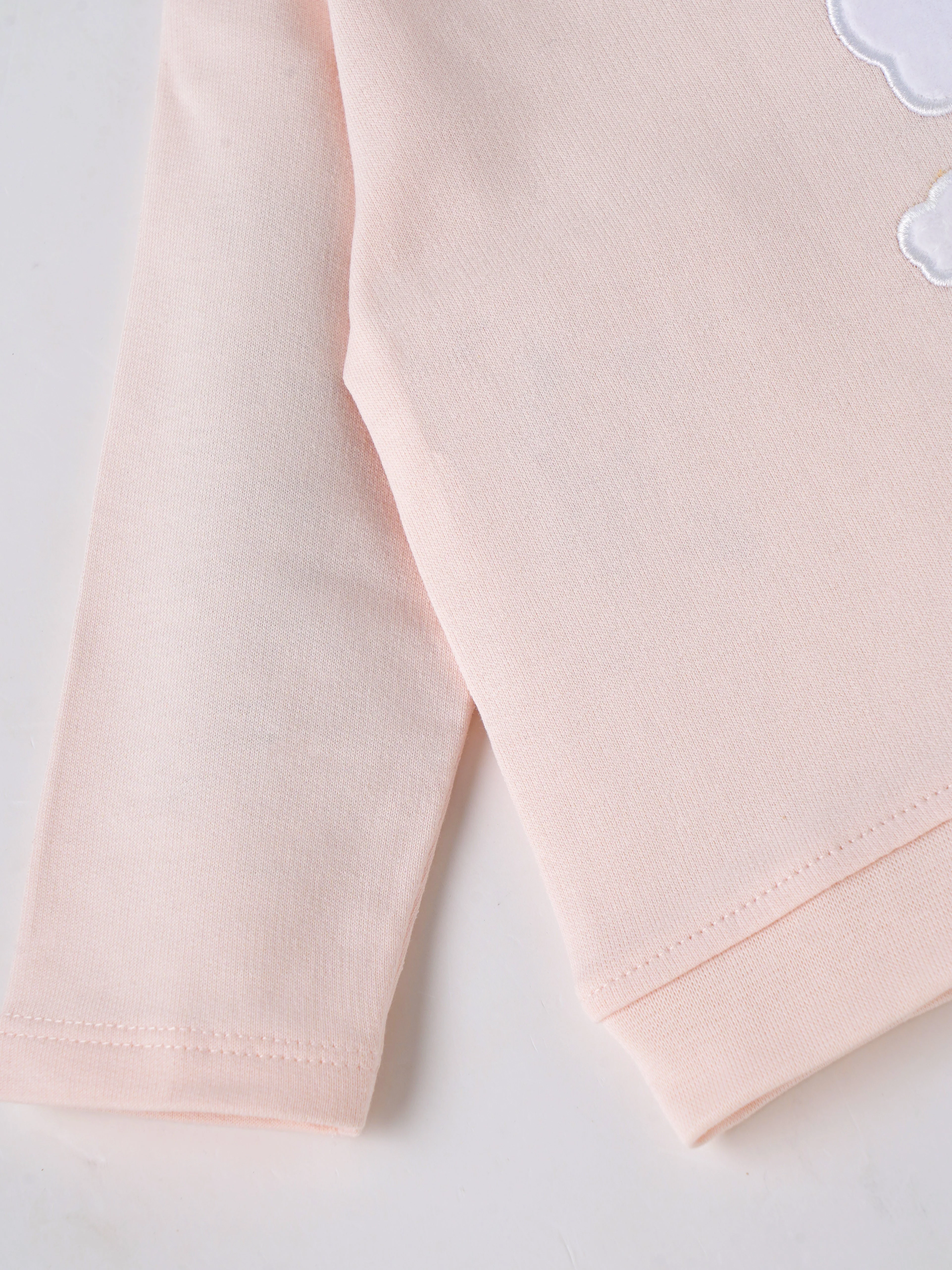 Popees Baby Girls Peach Cloud Appliqué Cotton Top| Newborn to 9 Months - Image 3