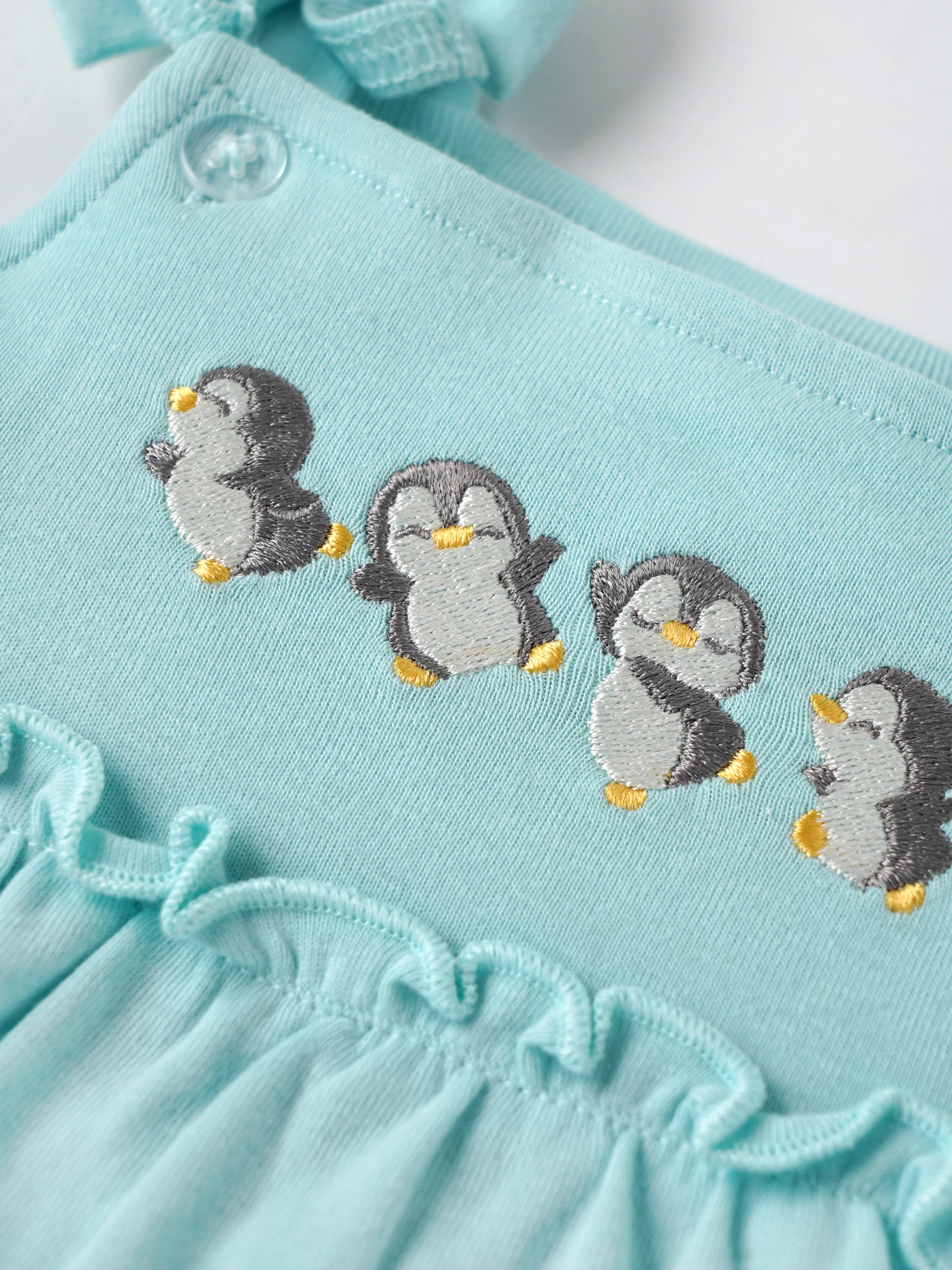 Popees Baby Girls Penguin Embroidered  Top & Striped Leggings Set 3-24 Months - Image 4