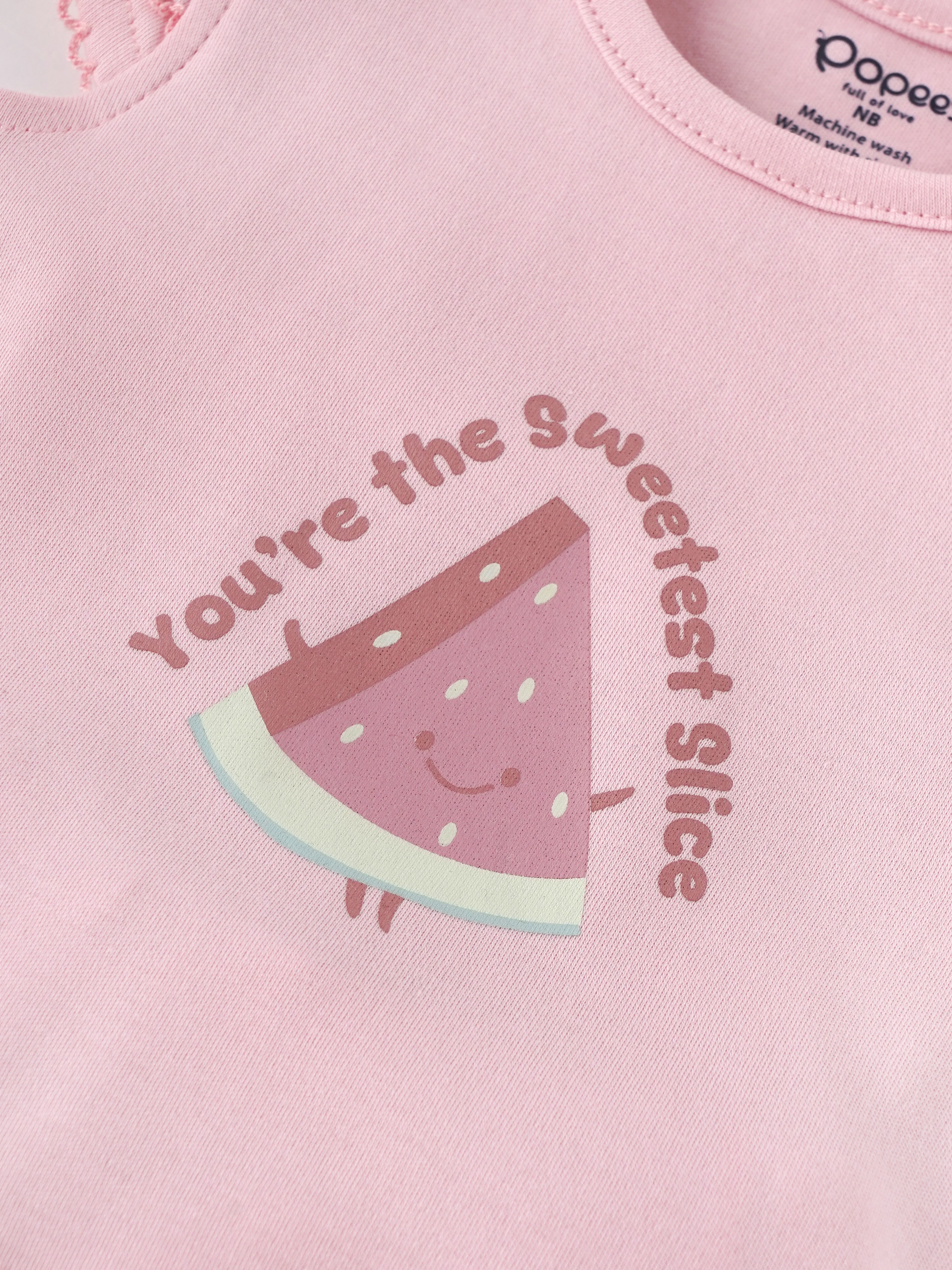 Popees Baby Girls Top & Shorts Set| Newborn–9 Months| Pink Printed Cotton Summer Outfit - Image 3