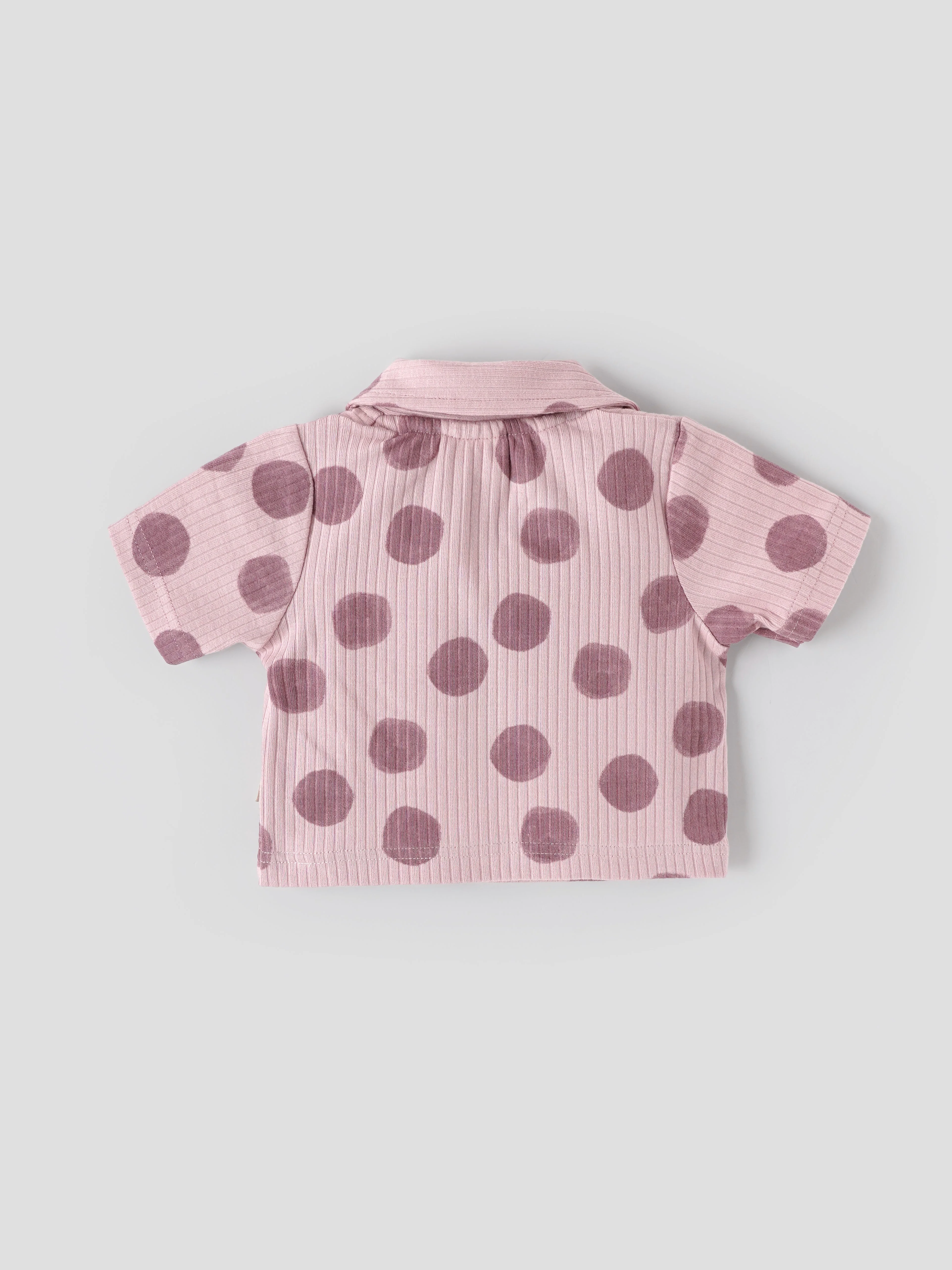 Popees Baby Girls Polka Dot Ribbed Half Sleeve Collared Top| 9M–4Y - Image 2