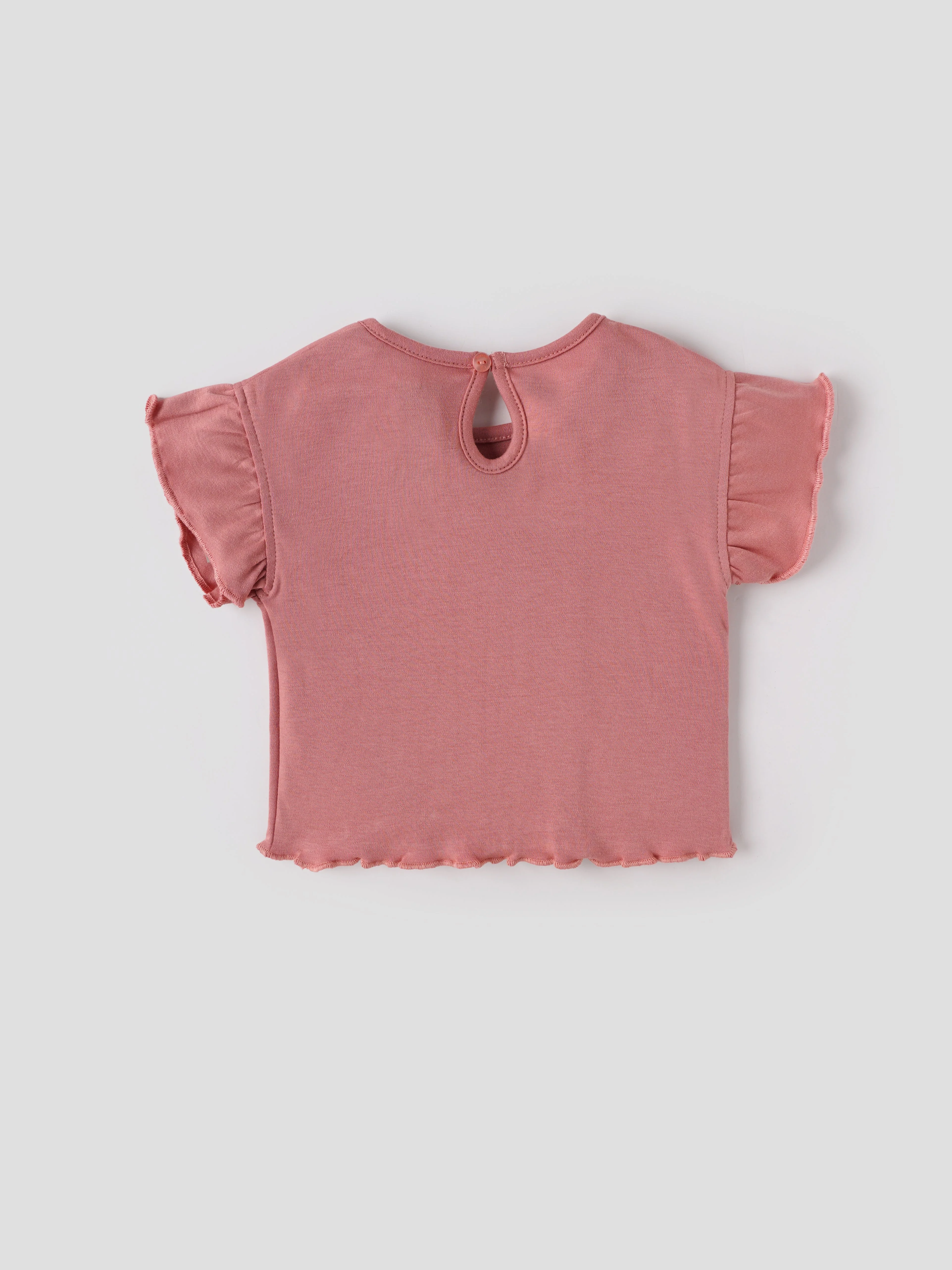 Popees Baby Girls Flower Print Short Sleeve Cotton Top| Pink| 3 to 36 Months - Image 2