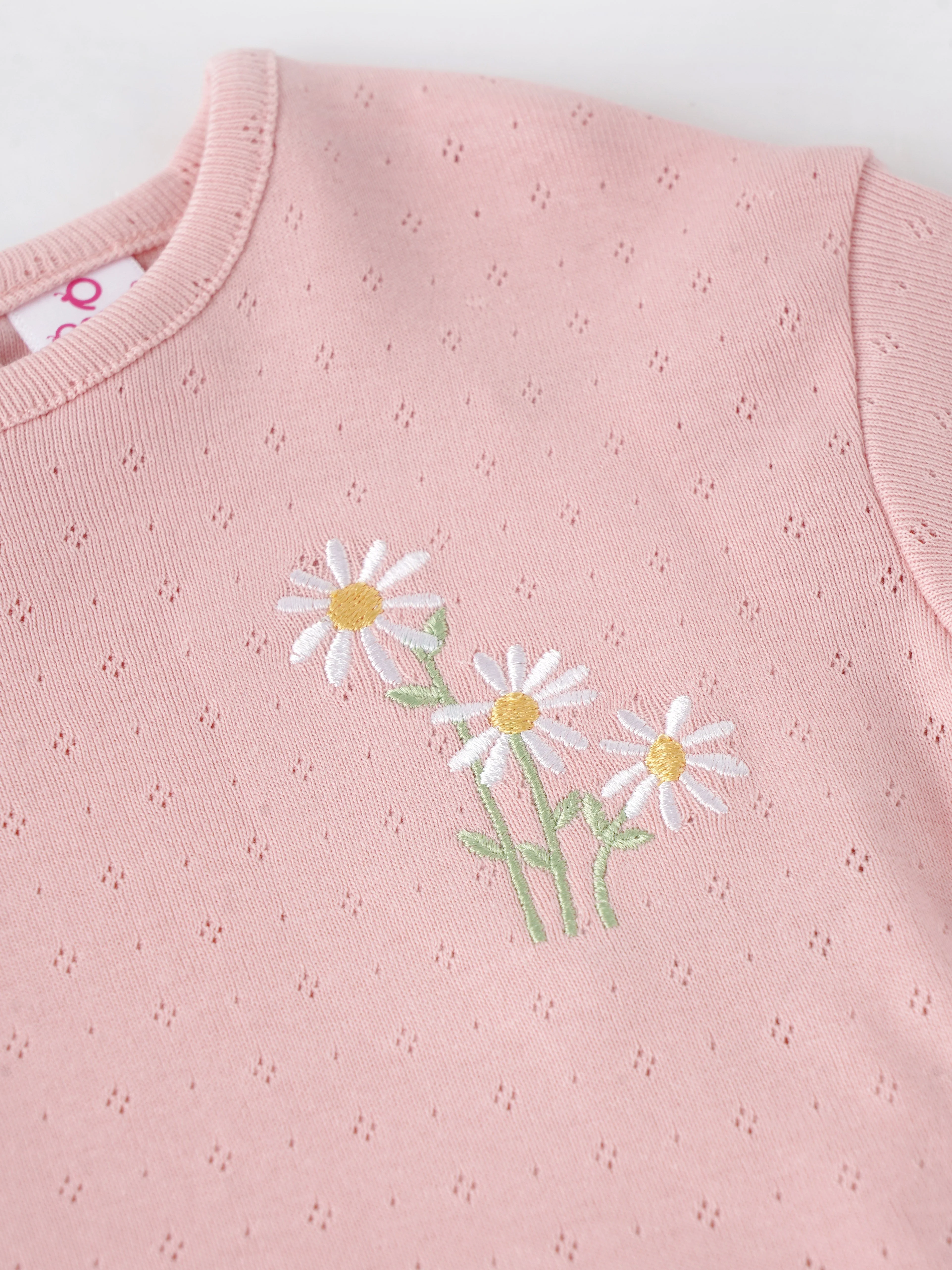 Popees Baby Girls Short Sleeve Cotton Top| Soft Pink| 3-36 Months - Image 4