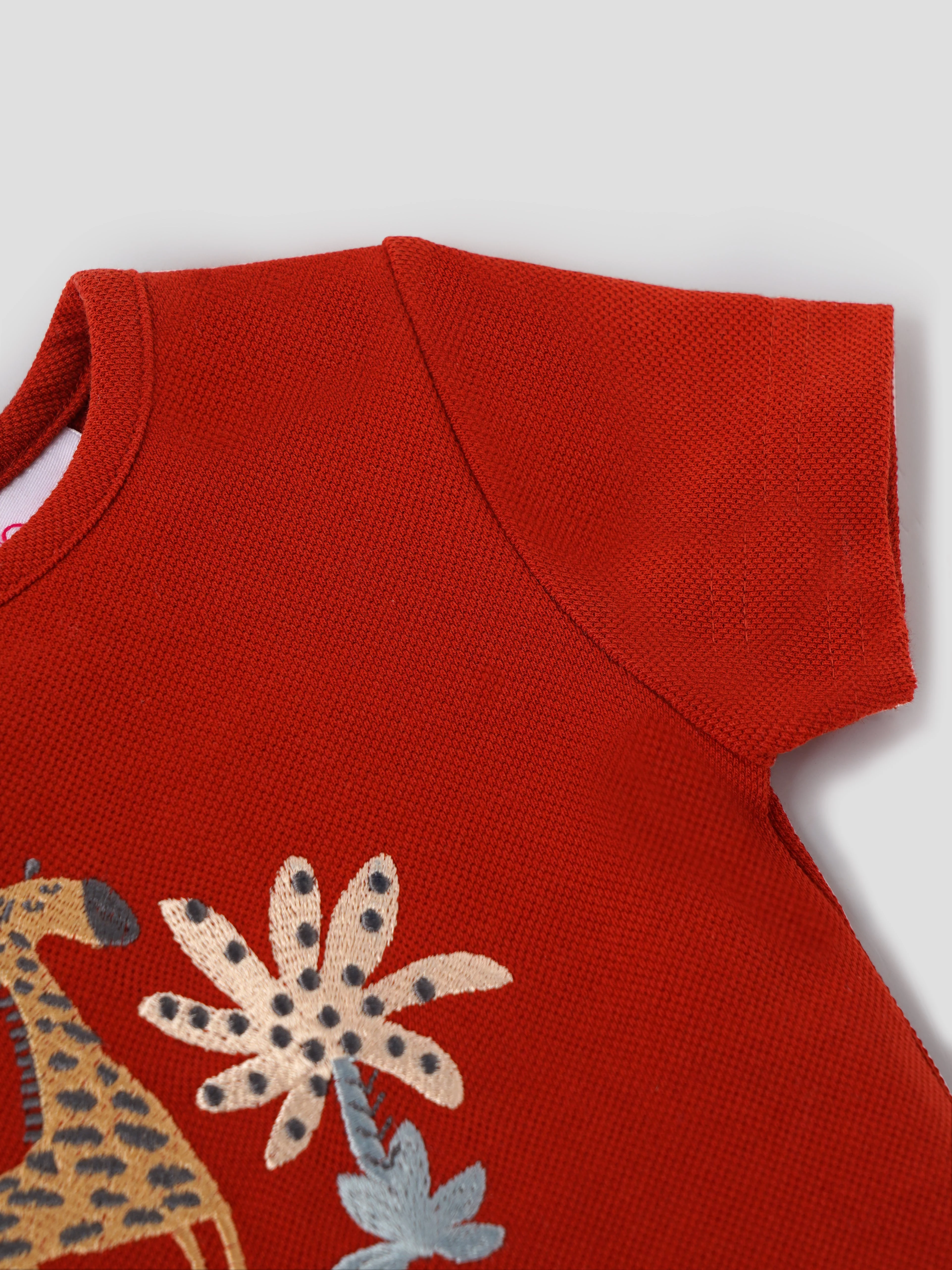 Popees Baby Girls Short Sleeves Cotton Top| Red| Months To 4 Years - Image 3