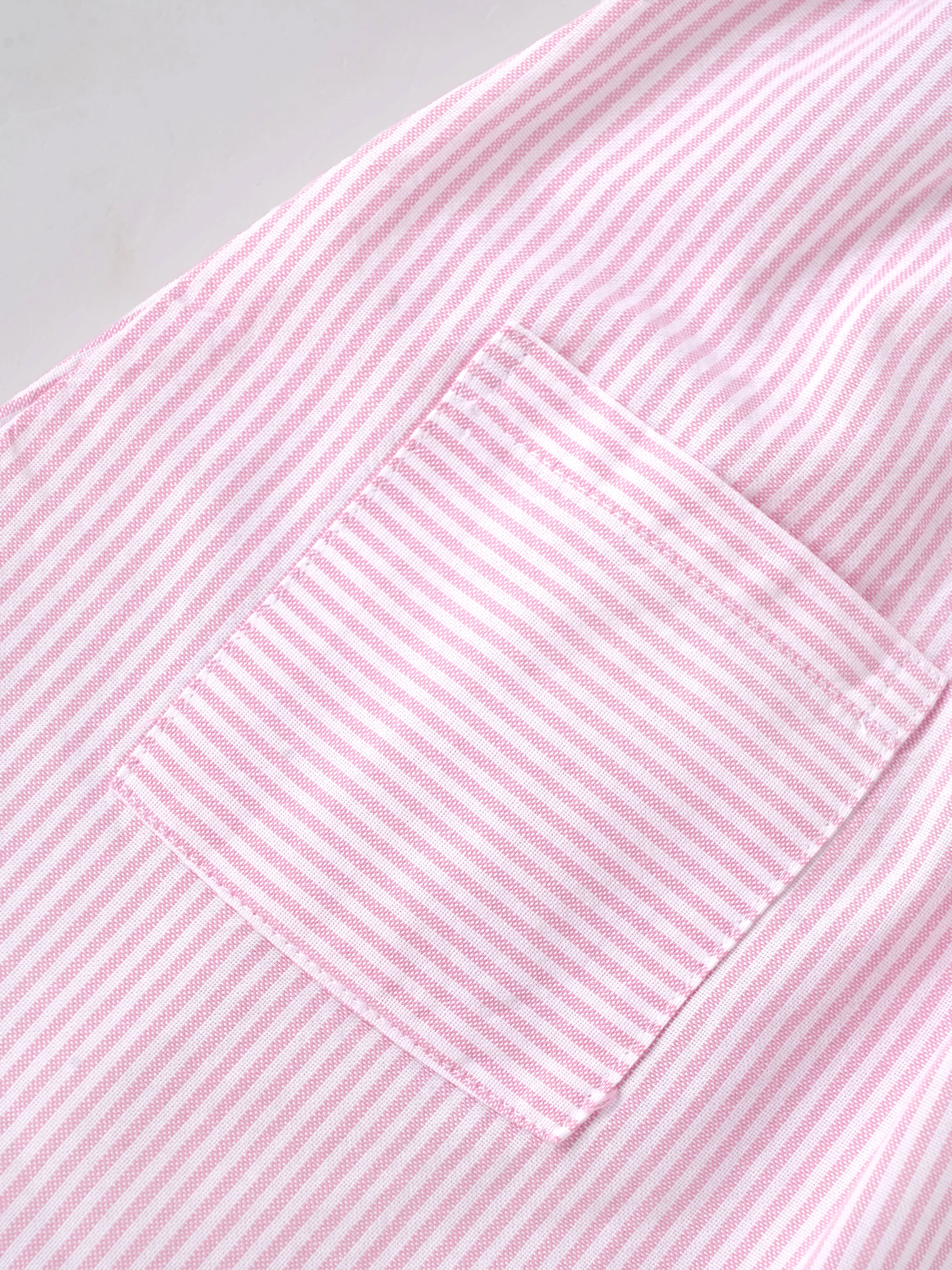 Popees Baby Girls Pink & White Striped Cotton Dress|Smocked Bodice Puff Sleeve Casual Summer Outfit with Pockets |9 Months to 4 Years - Image 3