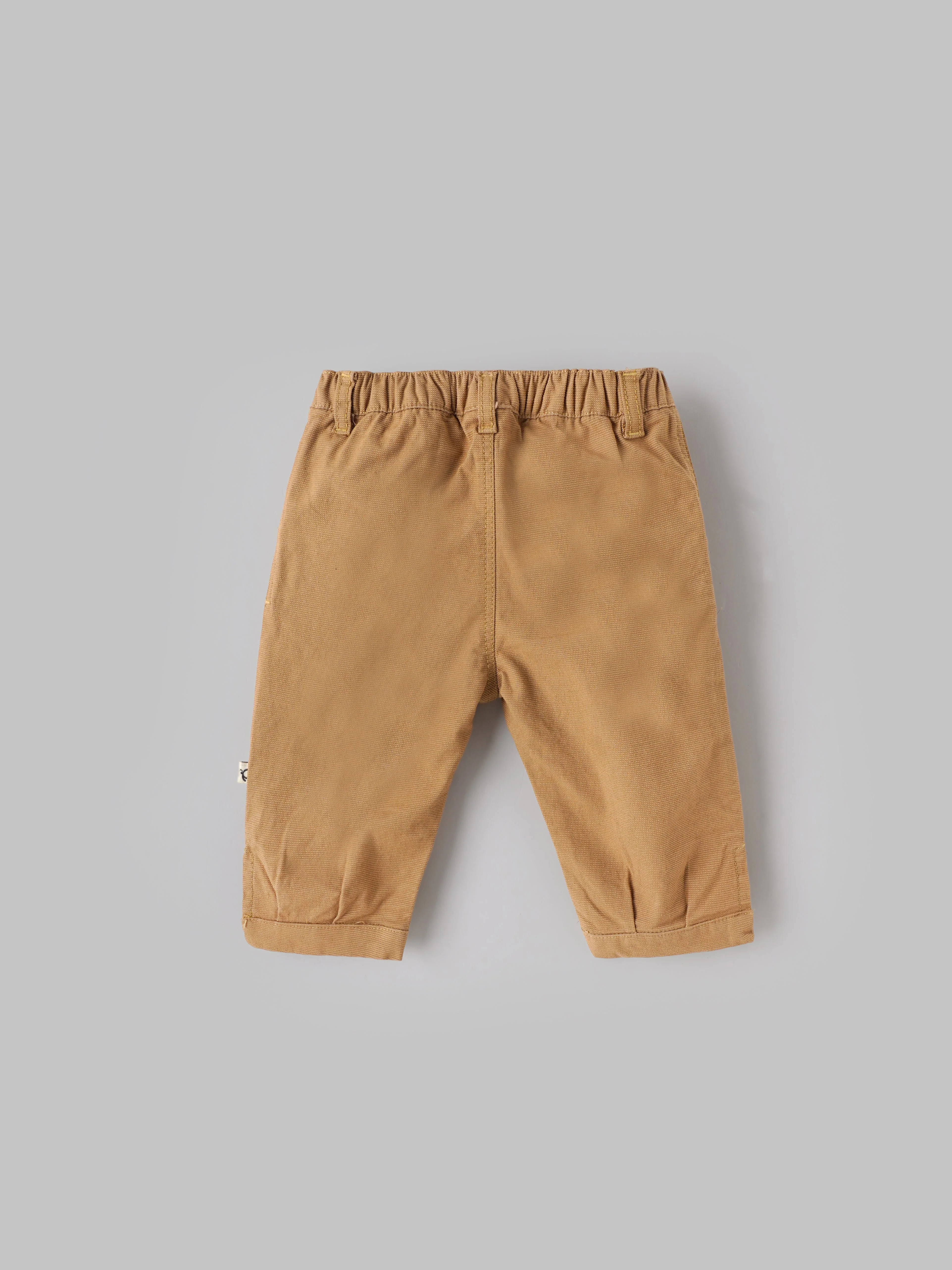 Popees Baby Girls Textured Cotton Pants| Mustard| 3-24 Months - Image 3