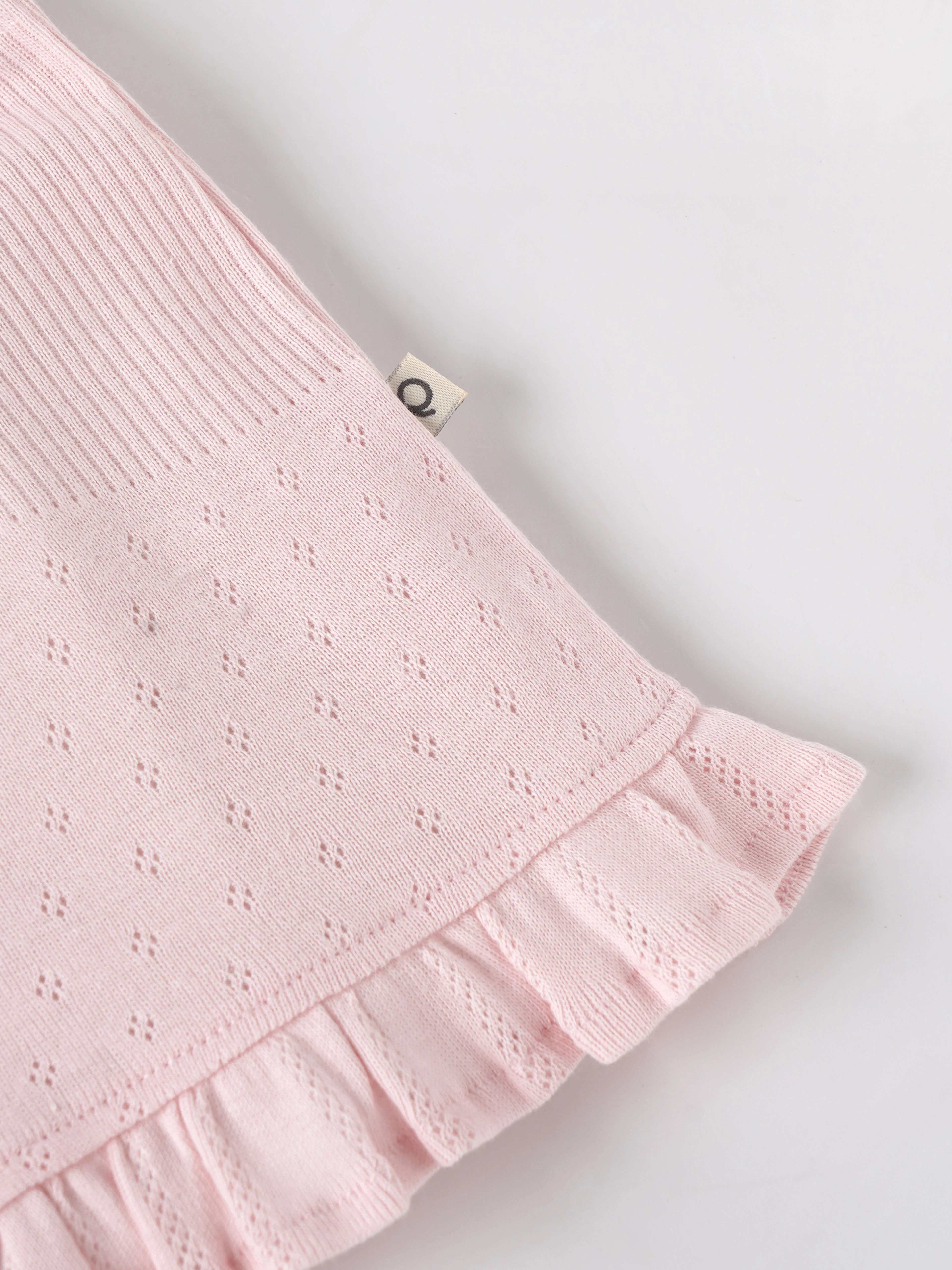 Popees Baby Girls Pointelle Knit Sleeveless Top & Ruffle Hem Shorts Set| Pink| 3 to 24 Months - Image 3