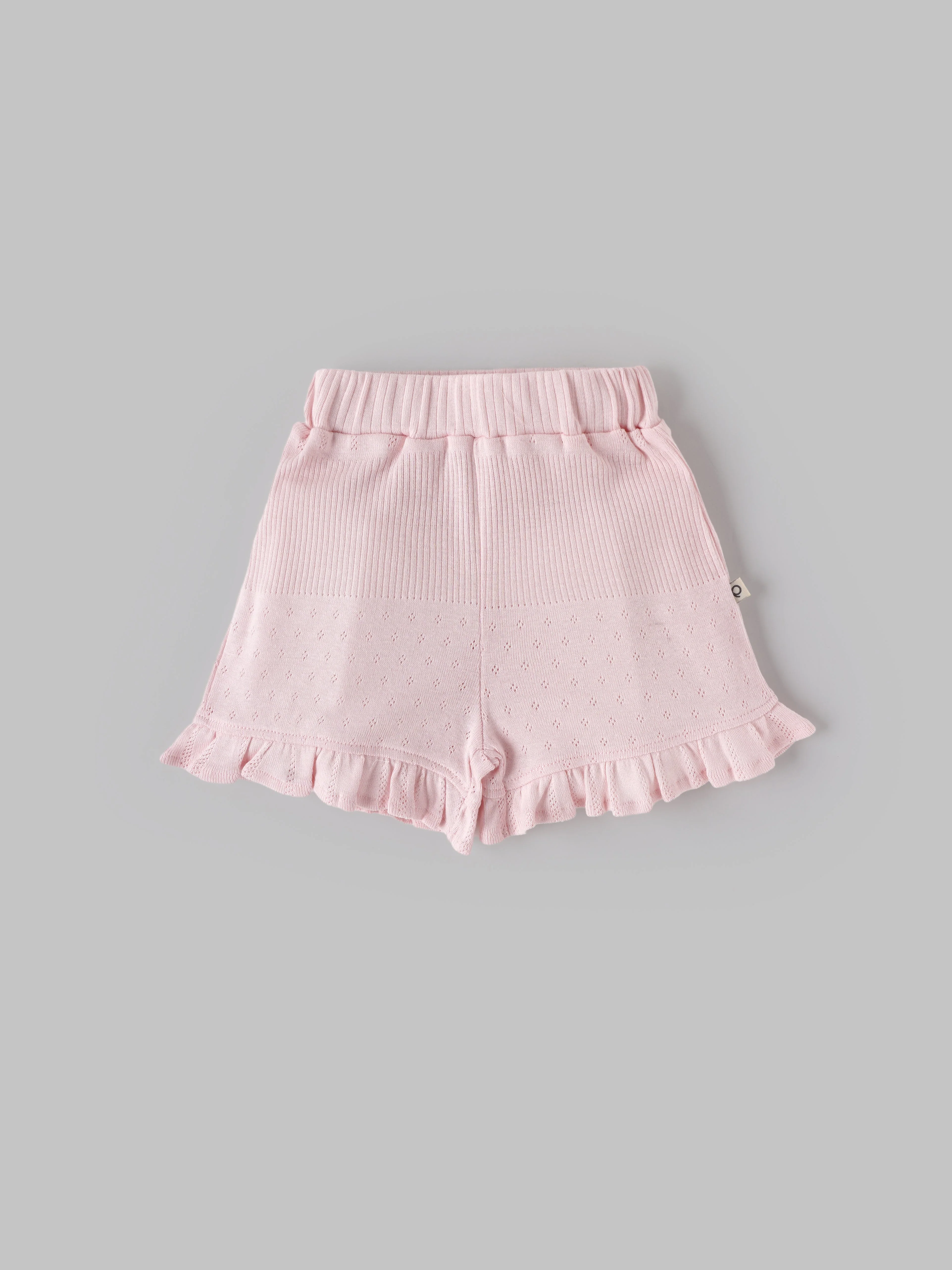 Popees Baby Girls Pointelle Knit Sleeveless Top & Ruffle Hem Shorts Set| Pink| 3 to 24 Months - Image 4
