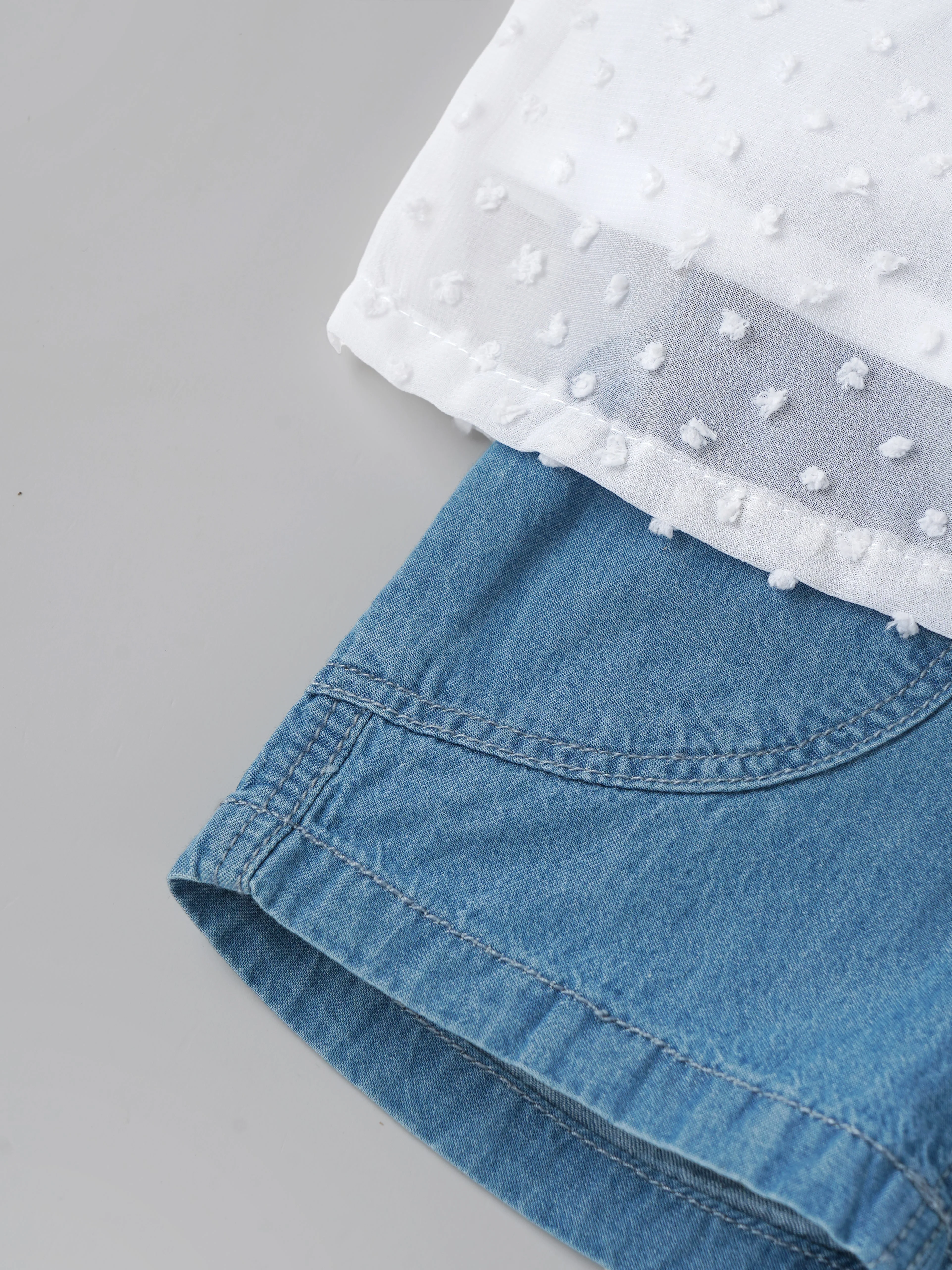 Popees Baby Girls Top & Shorts Set| Woven & Denim| 3-36 Months - Image 3
