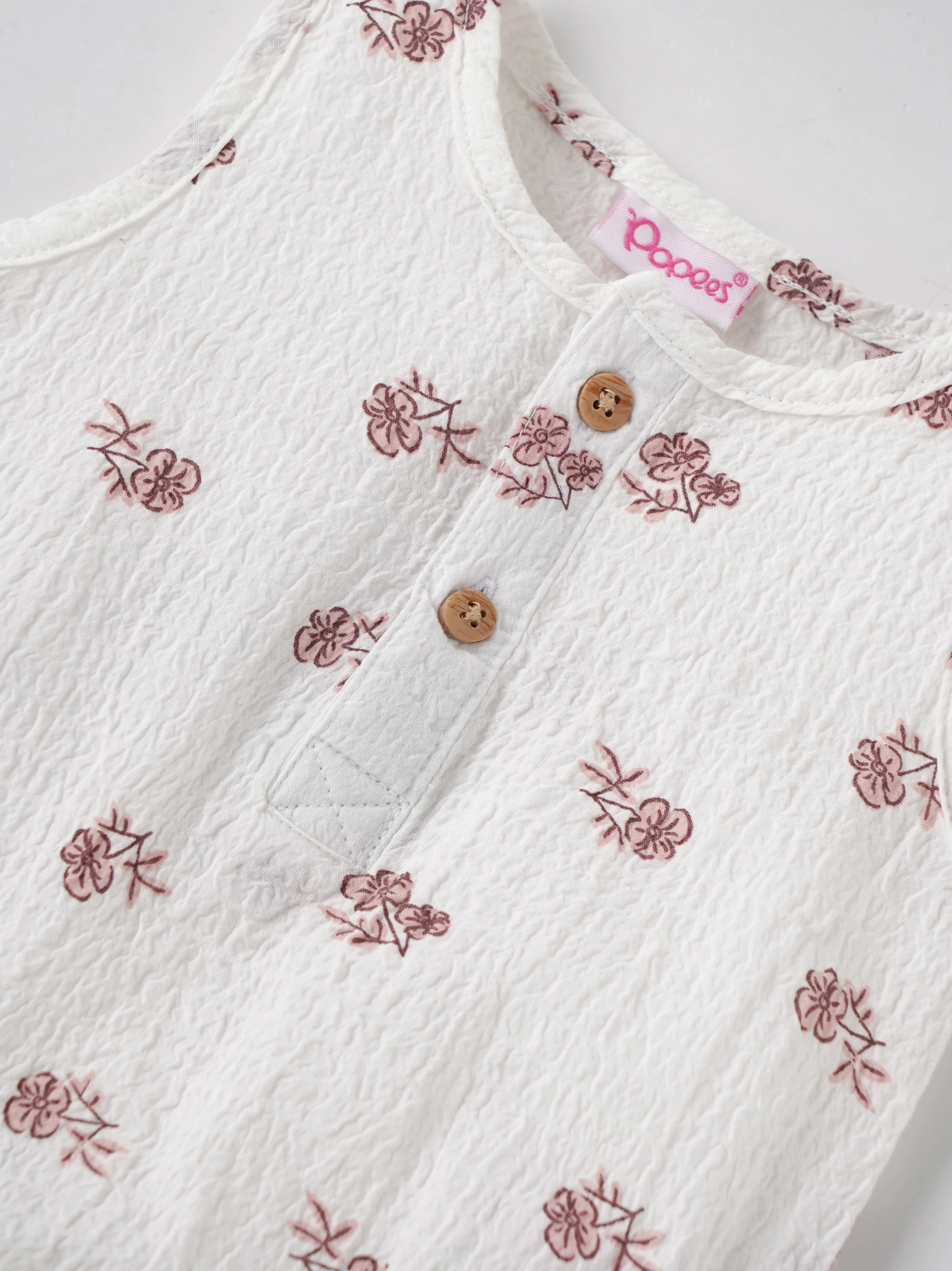 Popees Baby Cotton Muslin Sleeveless Bodysuit |Soft Floral Onesie with Snap Closure (Newborn–9 Months) - Image 2