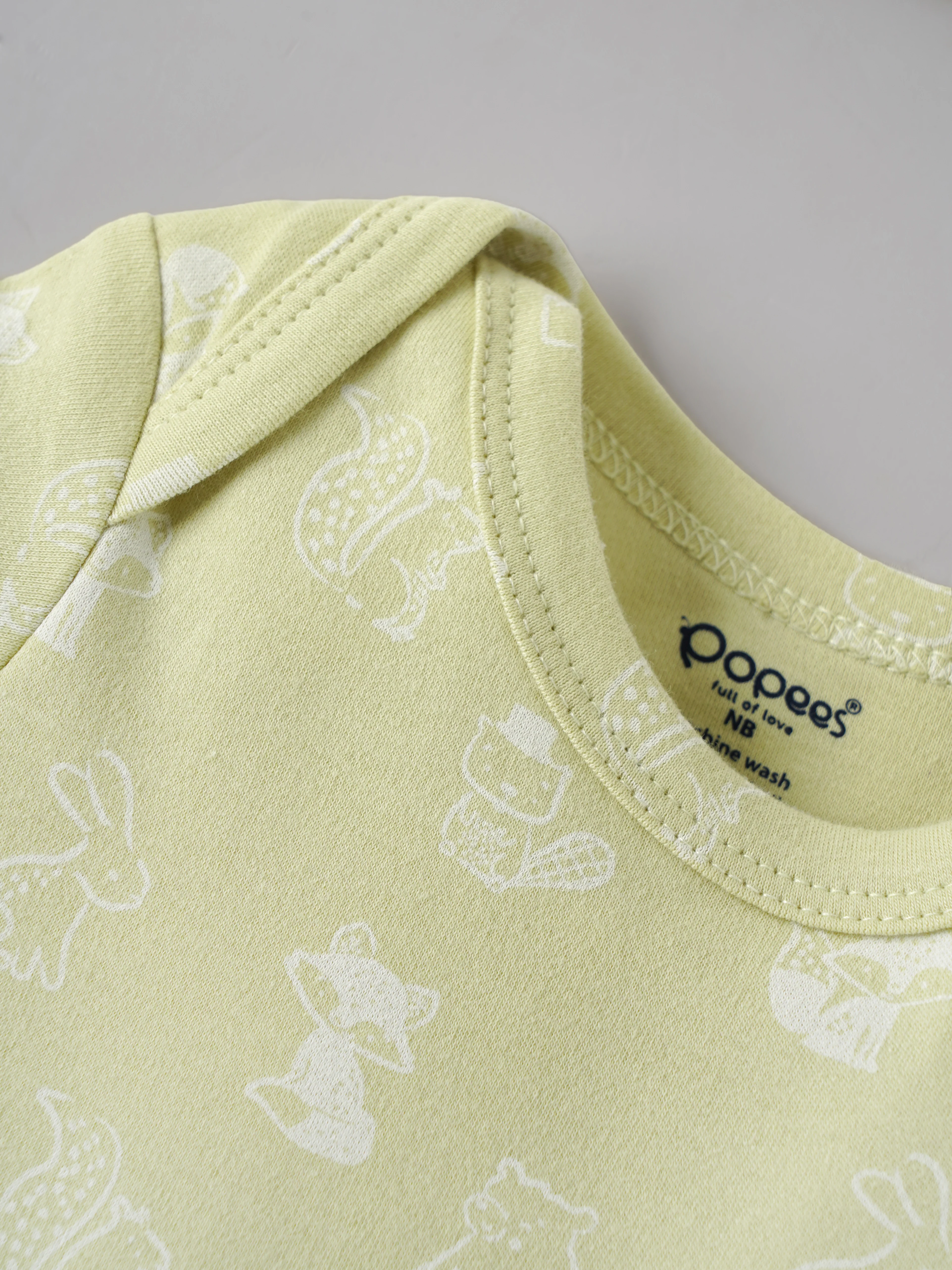 Popees Baby Unisex Printed Cotton Romper | Half Sleeve Onesie Outfit for Newborns & Infants| Pastel Green | TB-6 Month - Image 3
