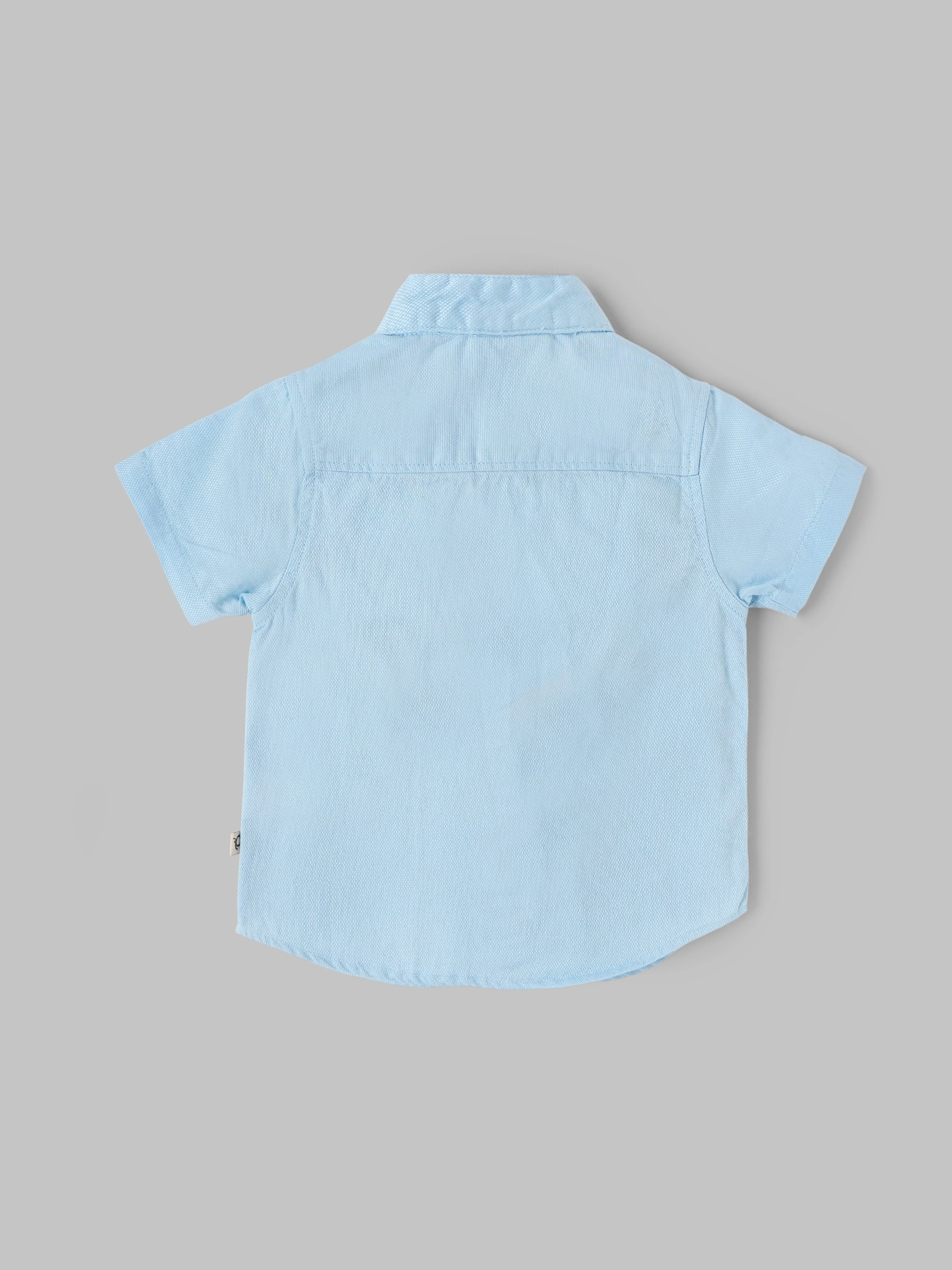 Popees Boys Cotton Mandarin Collar Shirt with Pocket, Soft Breathable Short Sleeve Casual Shirt for Baby Boys| Size 9M to 36M - Image 2