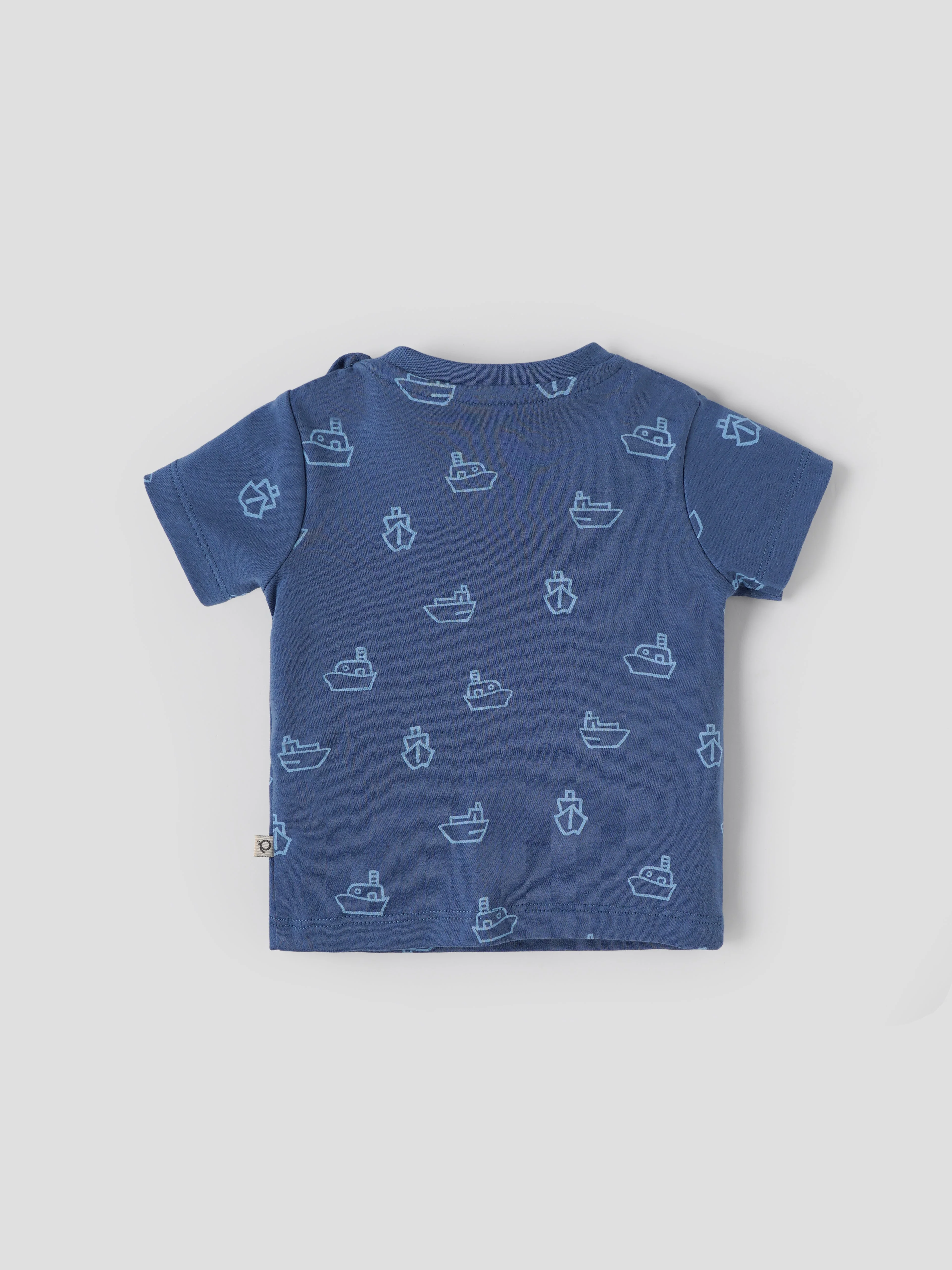 Popees Boys Cotton Shirt with Vertical Stripes| Blue & Beige| Newborn to 9 Months - Image 3