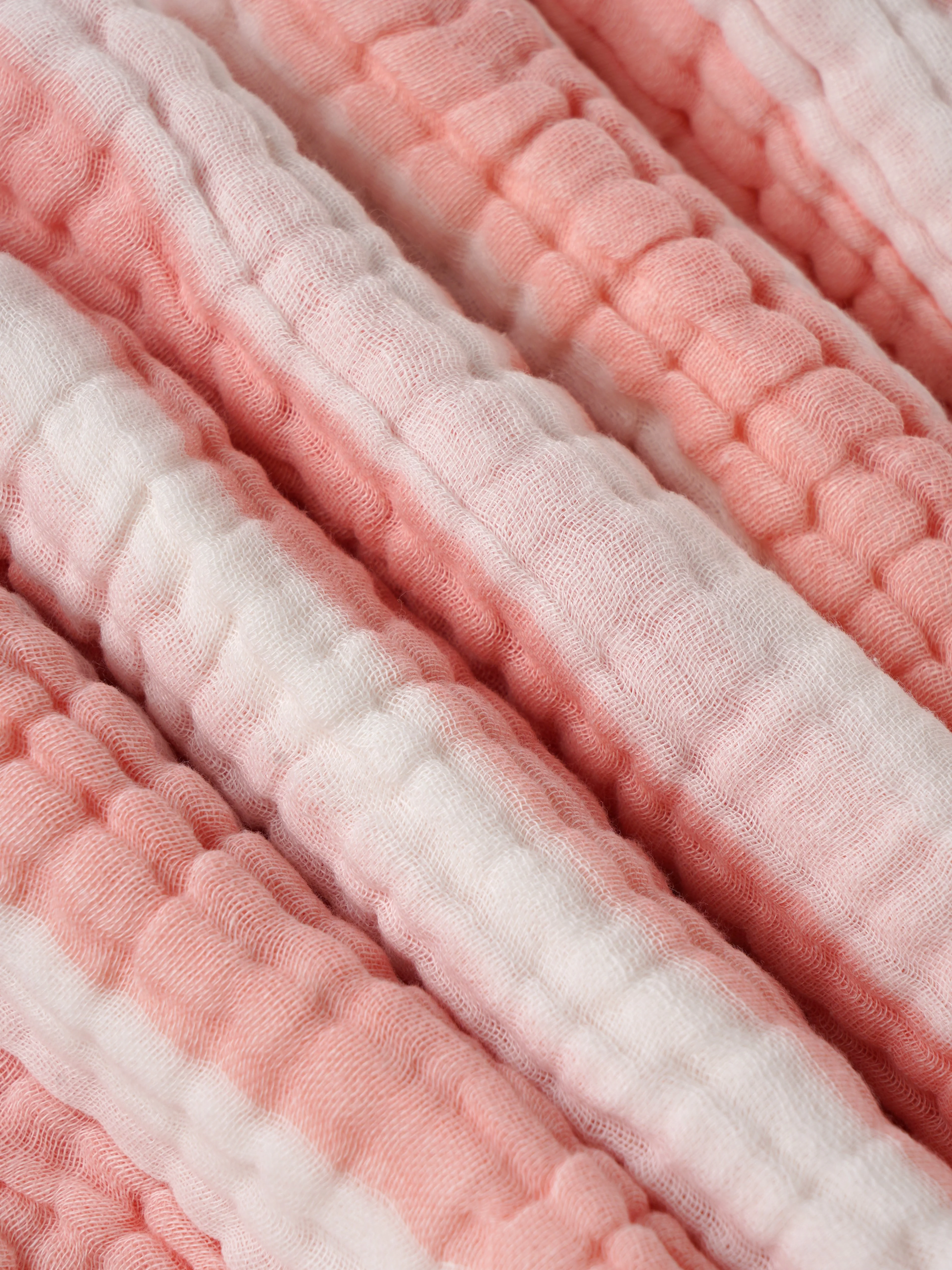 Popees Premium Combed Cotton Baby Bath Towel |Ultra Soft Muslin Newborn Towel, Absorbent & Breathable Peach and White Baby Bath Essential - Image 3
