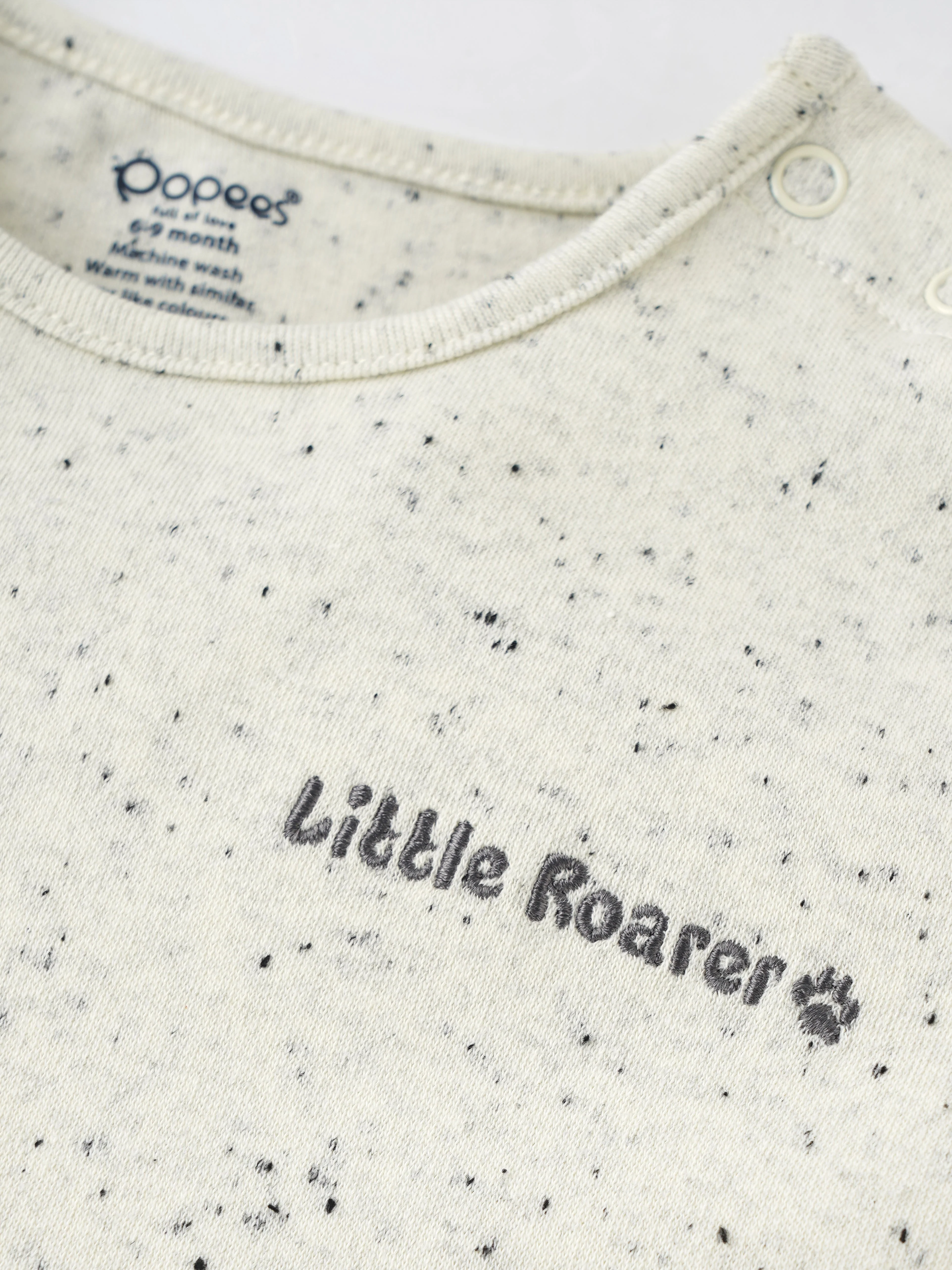Popees Everyday Wear Baby T-Shirt – Stylish Speckle Print Half Sleeve Tee with Side Buttons(3-24Months)for Baby Boys - Image 3