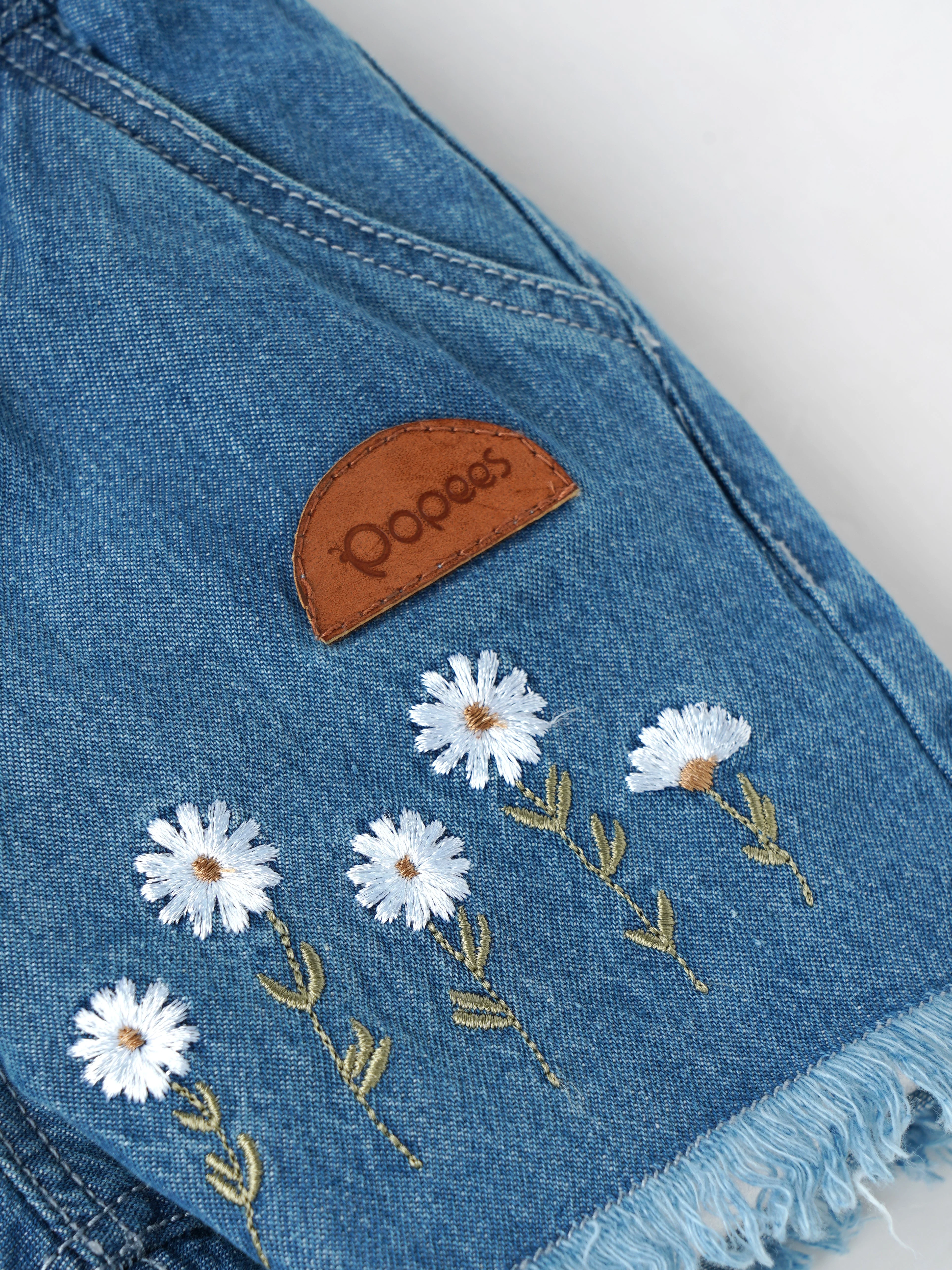 Popees Stylish Floral Embroidered Denim Shorts (3-36 Months) for Girls - Image 4