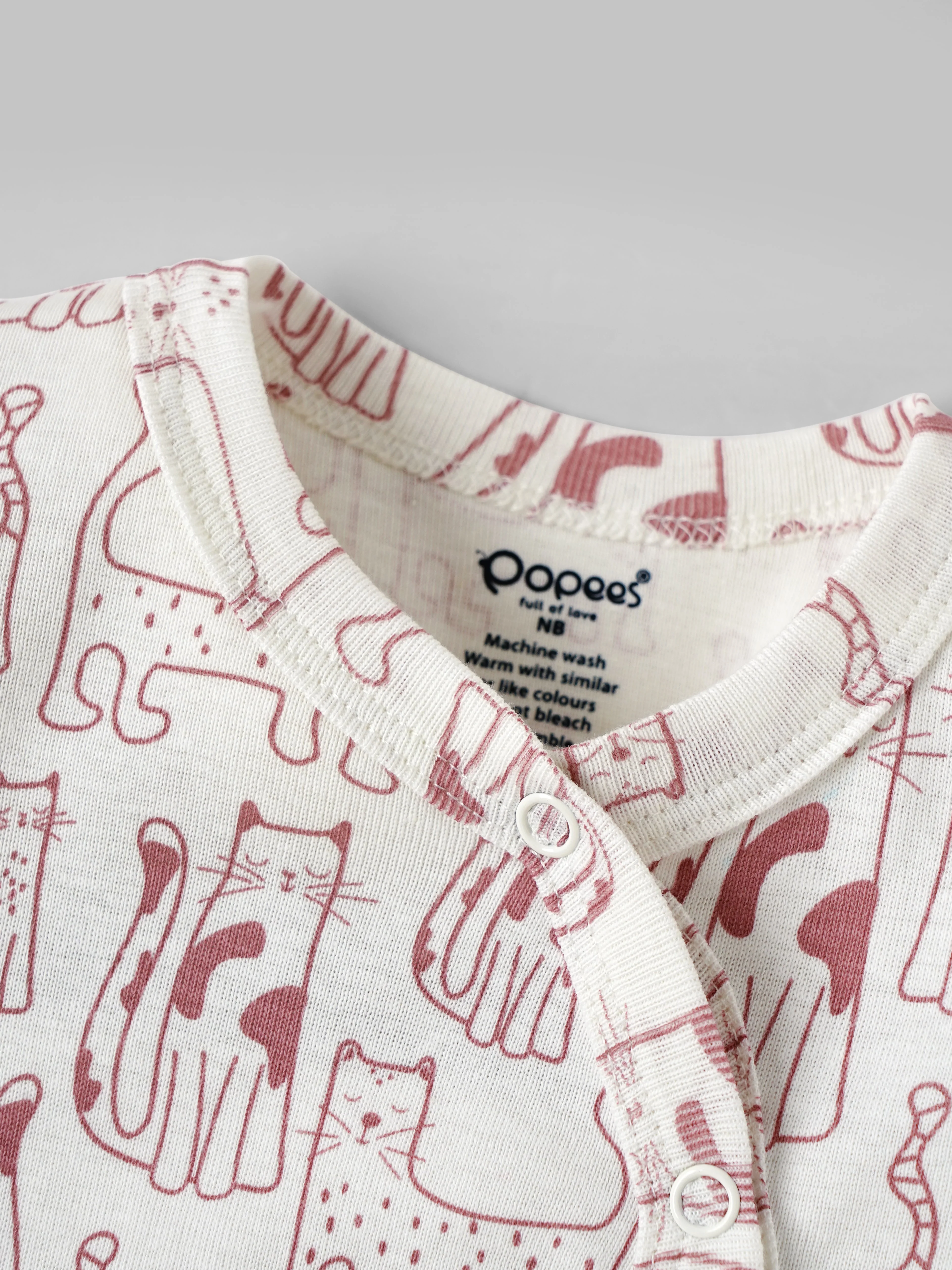 Popees Soft & Stylish All-Over Printed Sleepsuit(0-6 Months)for Newborn Babies - Image 3