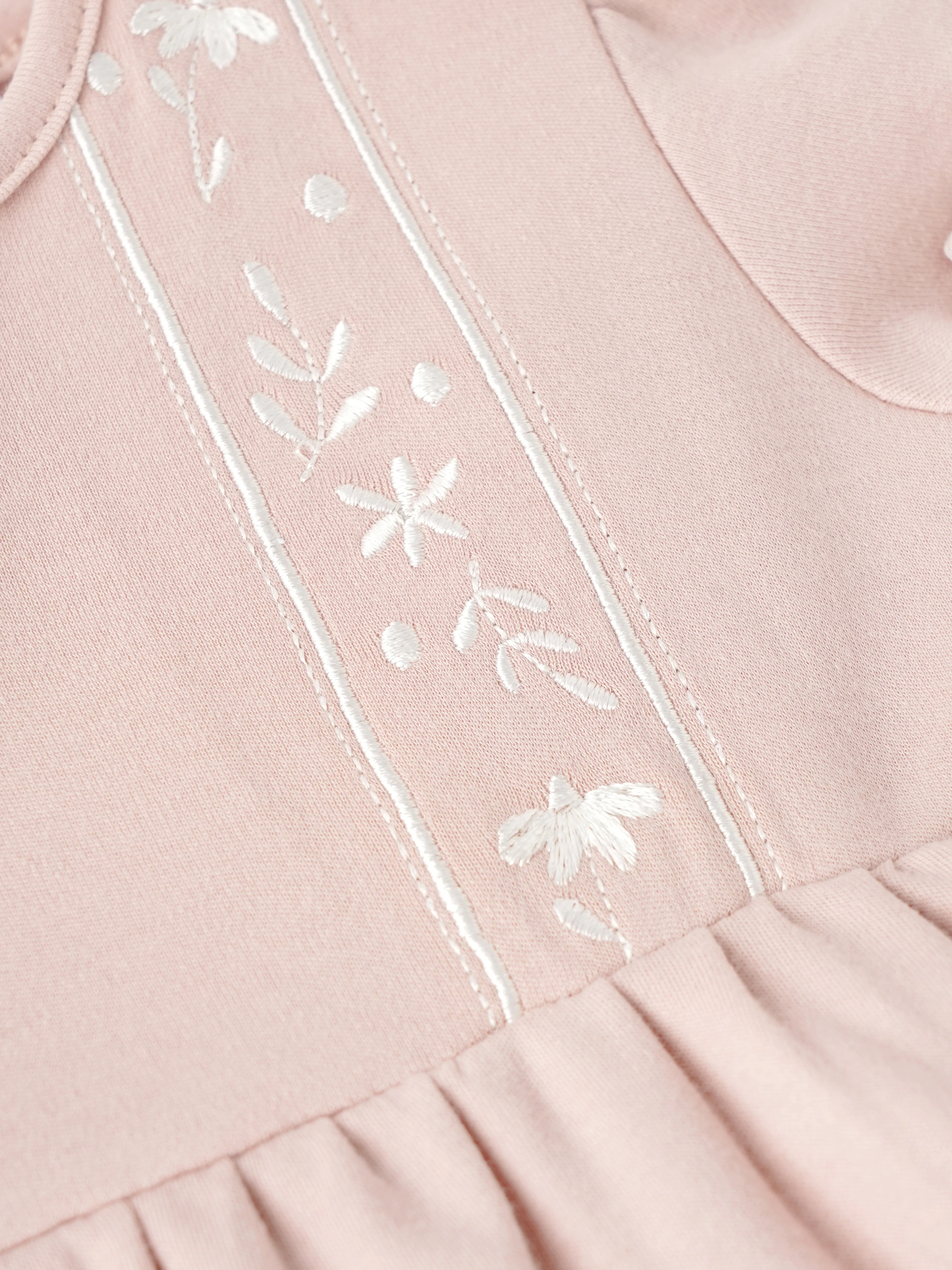 Popees Short-Sleeve Back Open Dress Made of Organic Bamboo Cotton Fabric (0-9 Months) for Baby Girls - Image 3