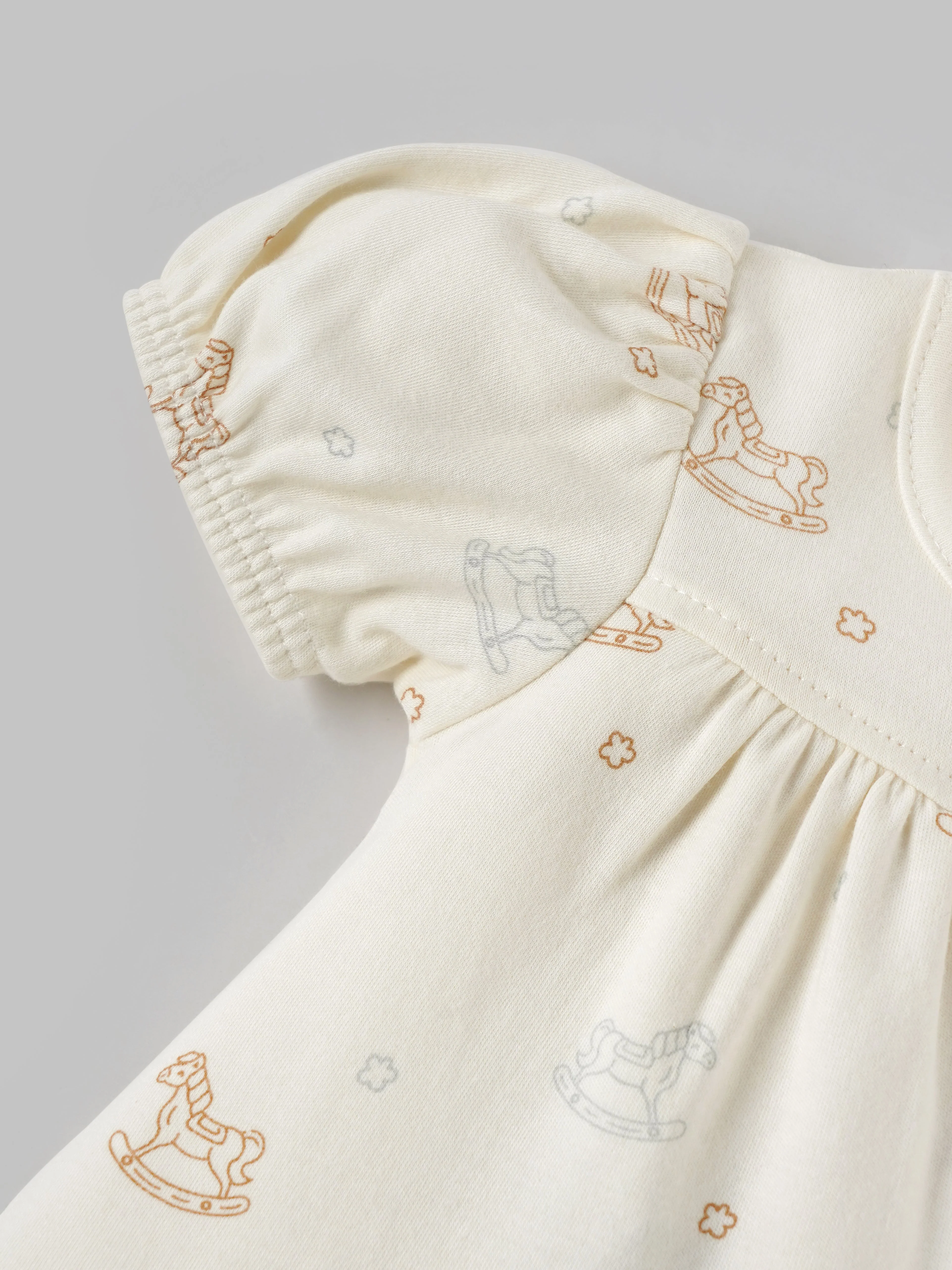 Popees Girls Half-Sleeve Front Open Dress (0-9 Months) Made of Organic Bamboo Cotton Fabric - Image 3
