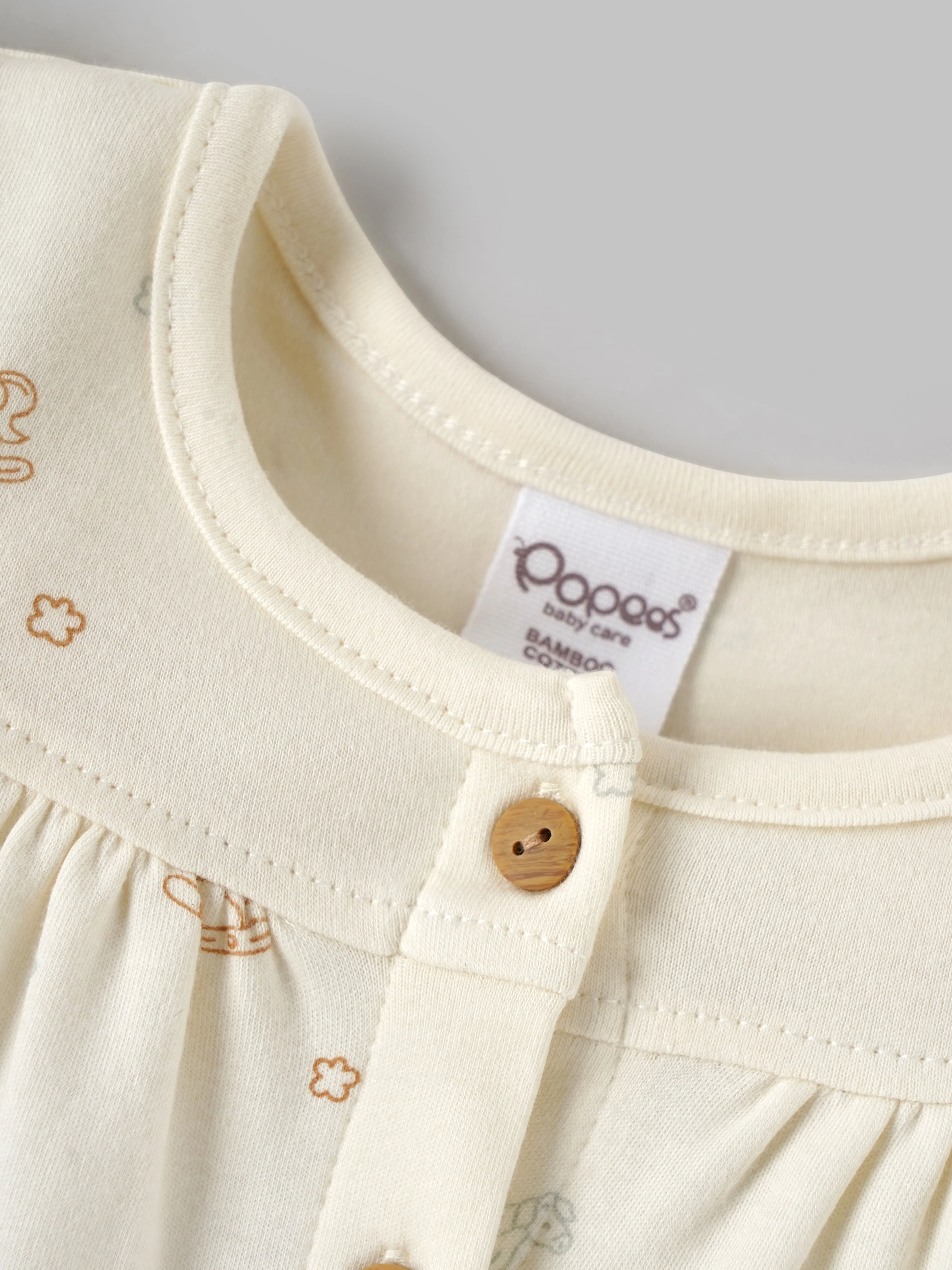 Popees Girls Half-Sleeve Front Open Dress (0-9 Months) Made of Organic Bamboo Cotton Fabric - Image 4