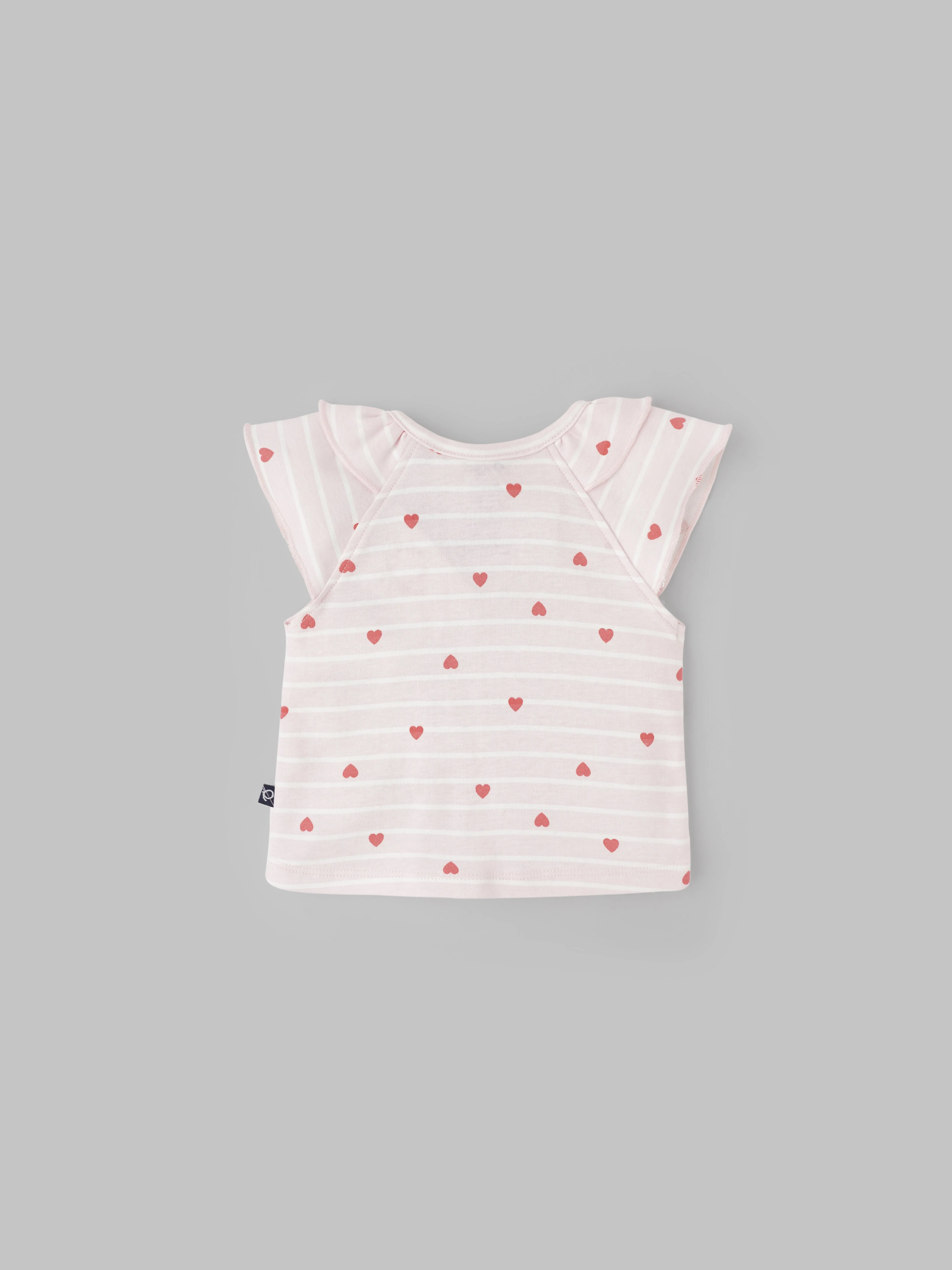Popees Heart-Printed Half Sleeve Front Open Top for Baby Girls (0–9 Months) - Image 2