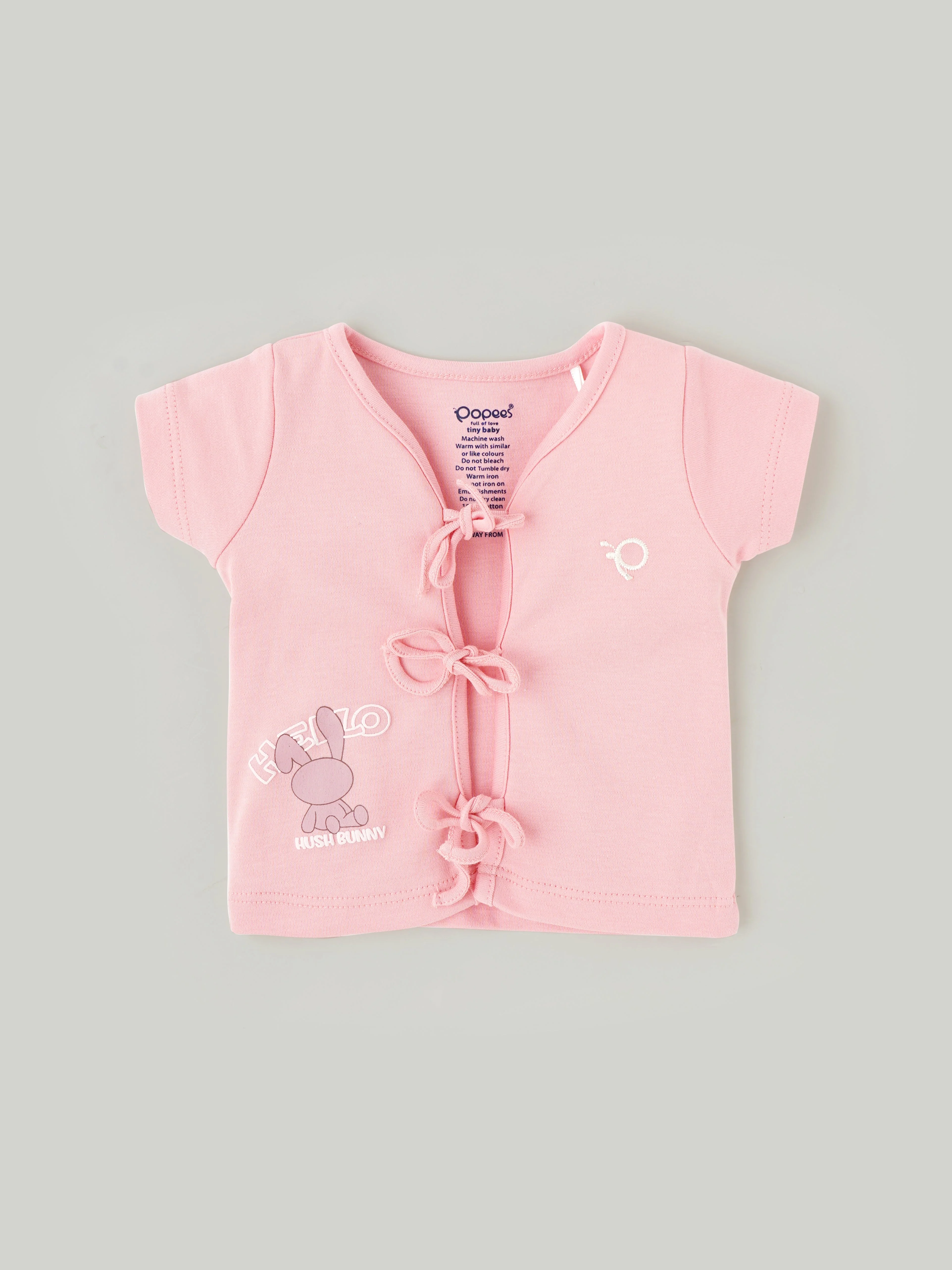 Popees Half Sleeve Printed Front Open Jhabla (0-6 Months) for Babies