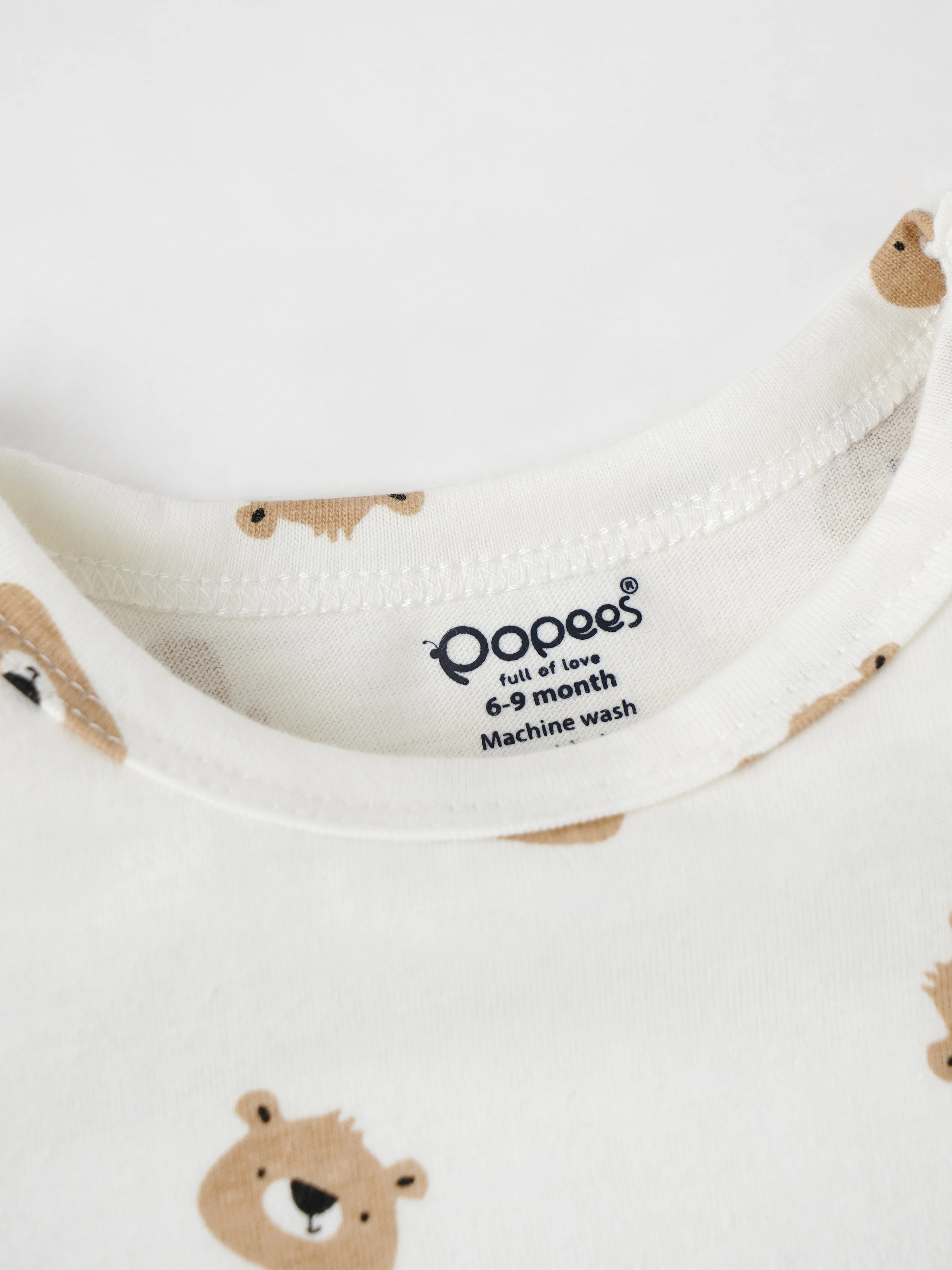 Popees Soft & Stylish Cotton T-Shirt with All-Over Bear Print(3–24 Months)for Baby Boys - Image 4