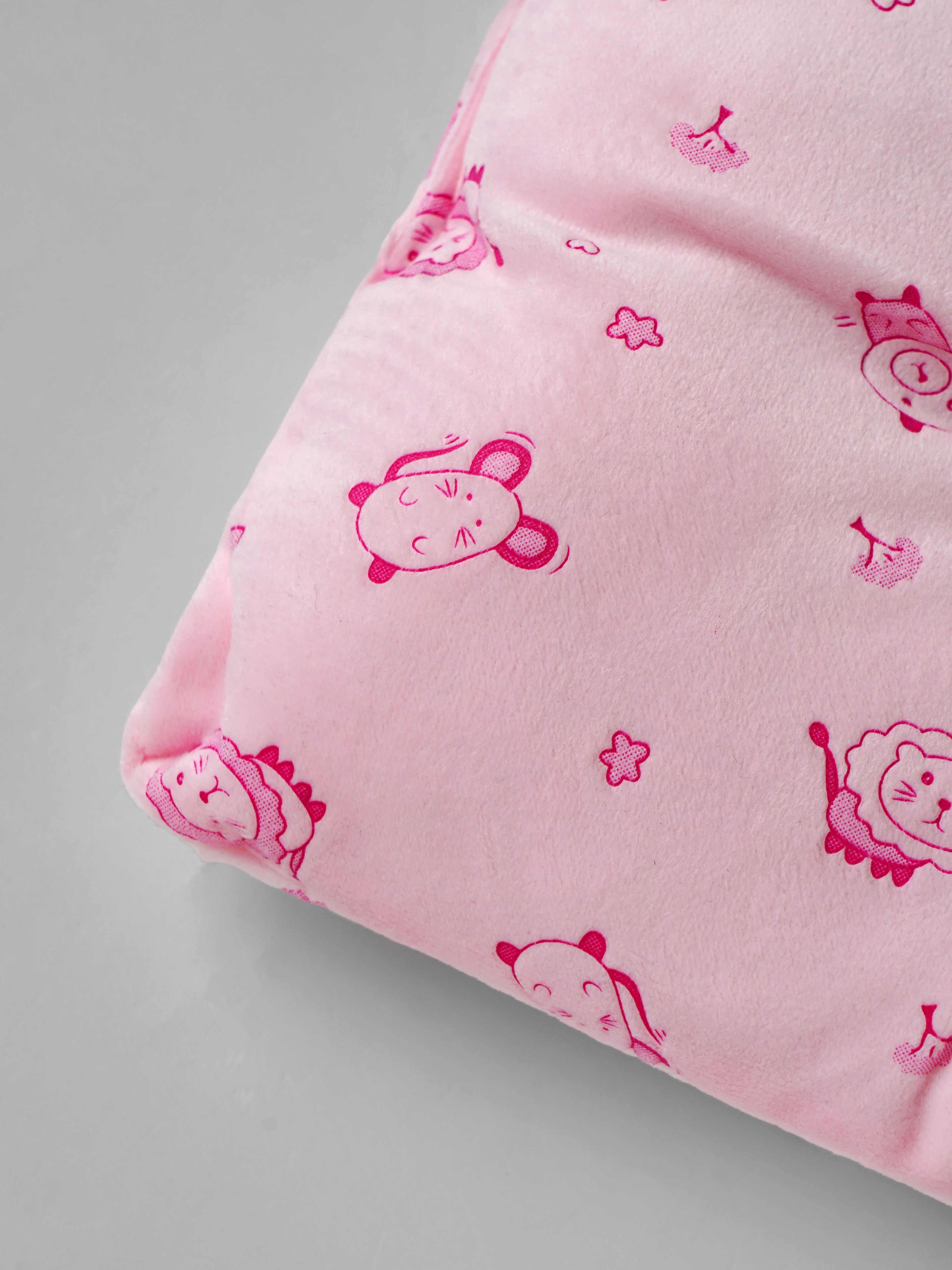 Popees Newborn Baby Head Pillow, Soft Cotton Infant Pillow for Crib & Stroller – Light Pink (color and design may vary depending on availability) - Image 2