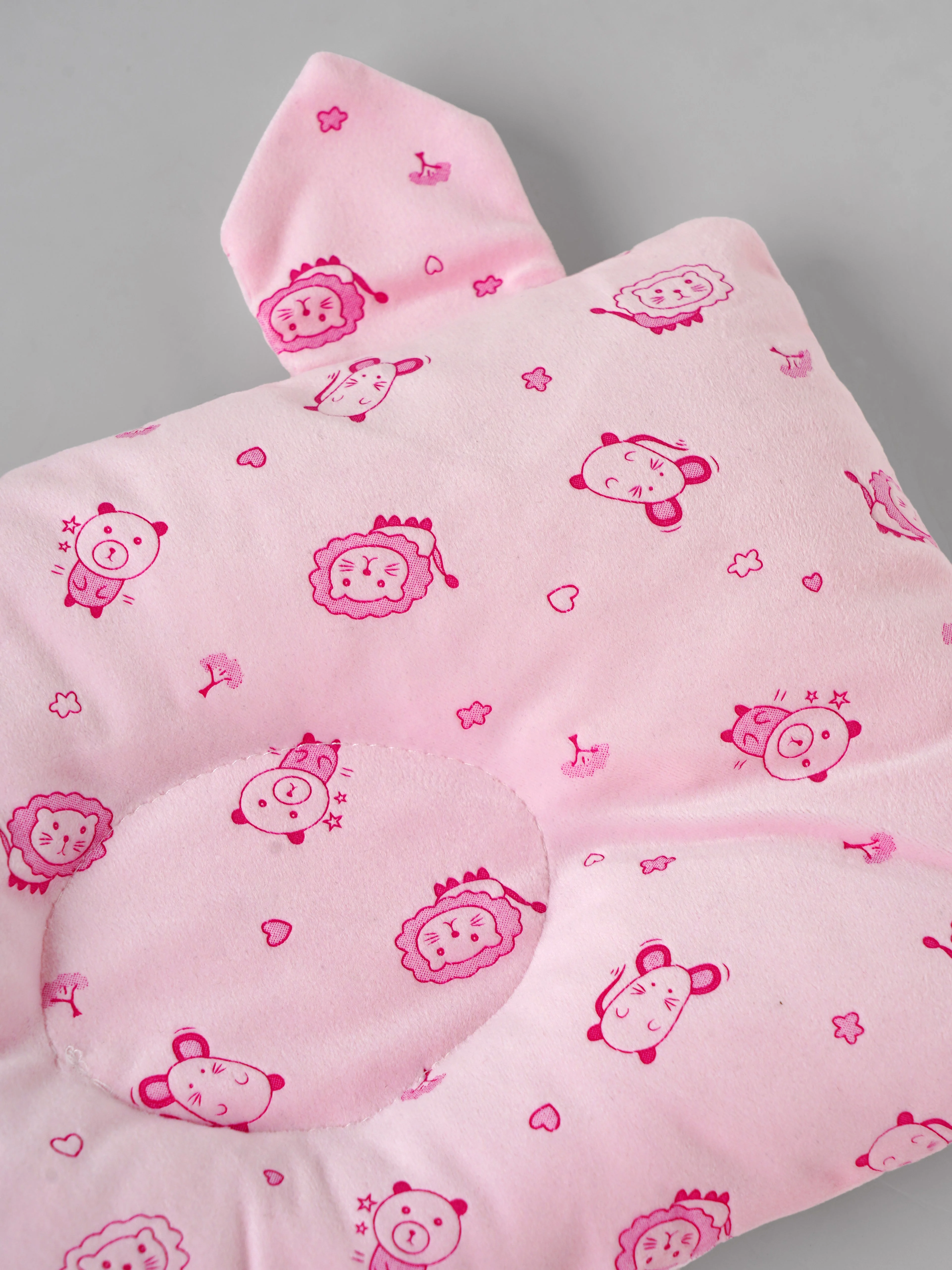 Popees Newborn Baby Head Pillow, Soft Cotton Infant Pillow for Crib & Stroller – Light Pink (color and design may vary depending on availability) - Image 3