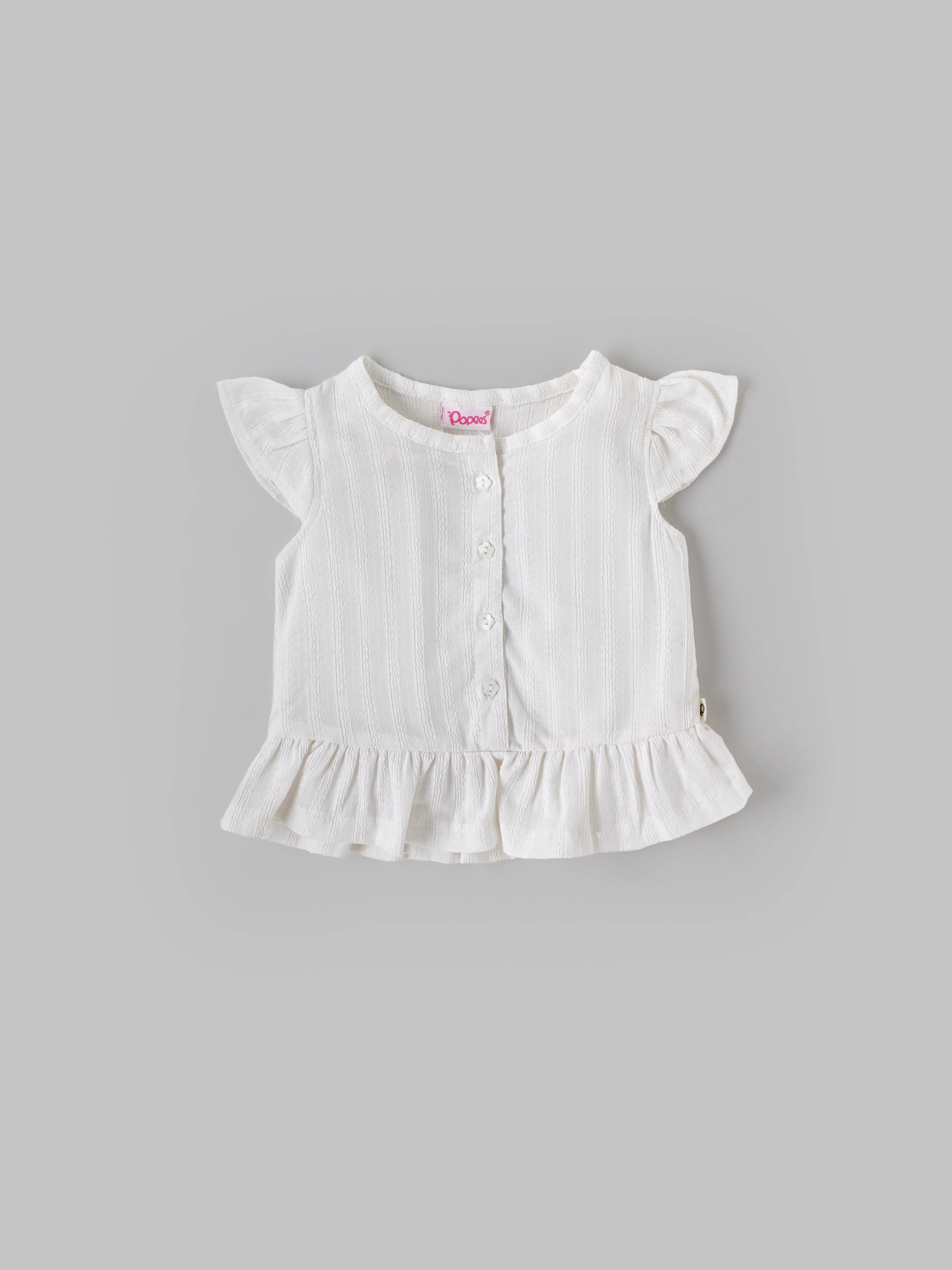 Popees Soft & Elegant White Ruffle Top (3–36 Months)for Baby Girls